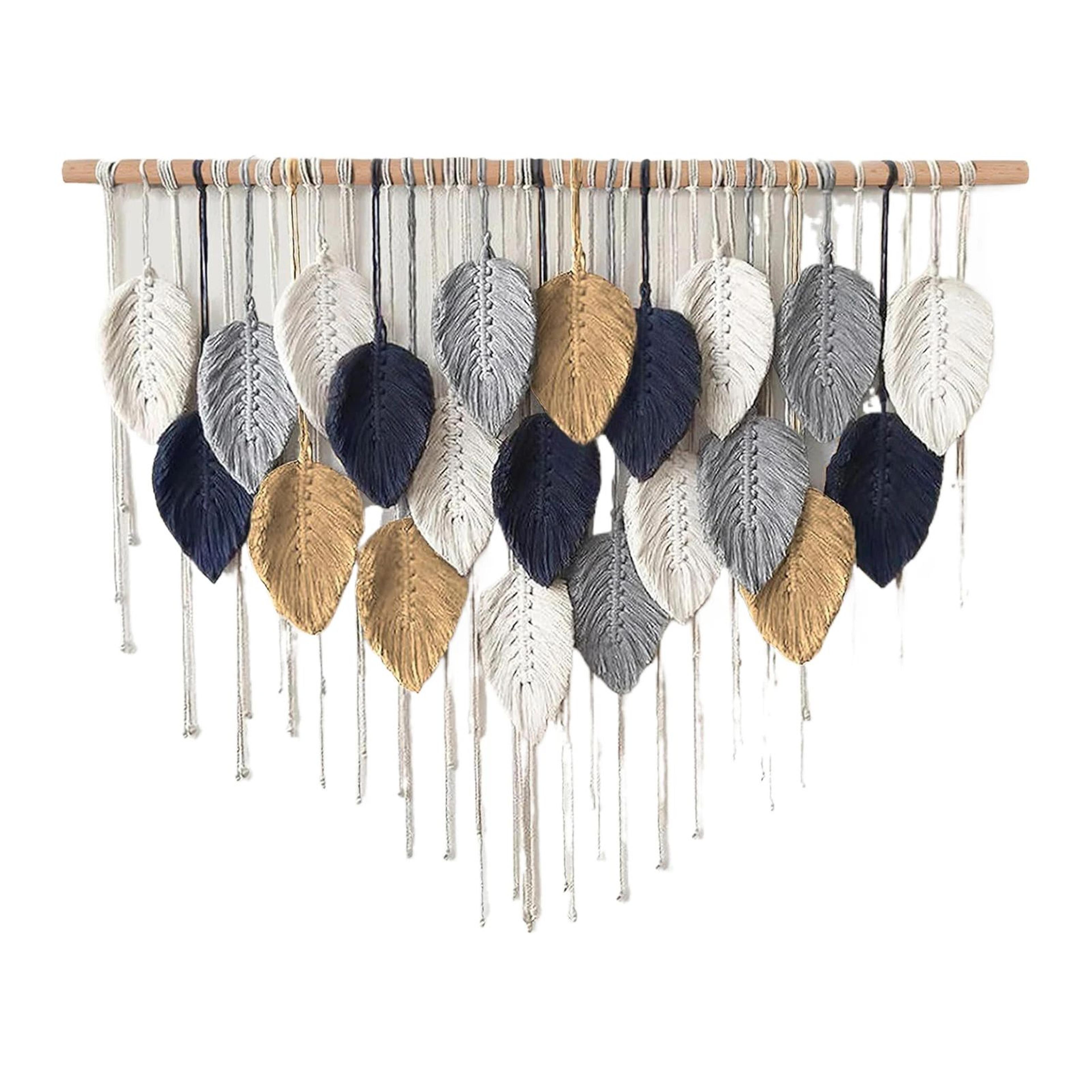 Large Macrame Wall Hanging Boho Tapestry Handmade Leaf Wall Decor 8