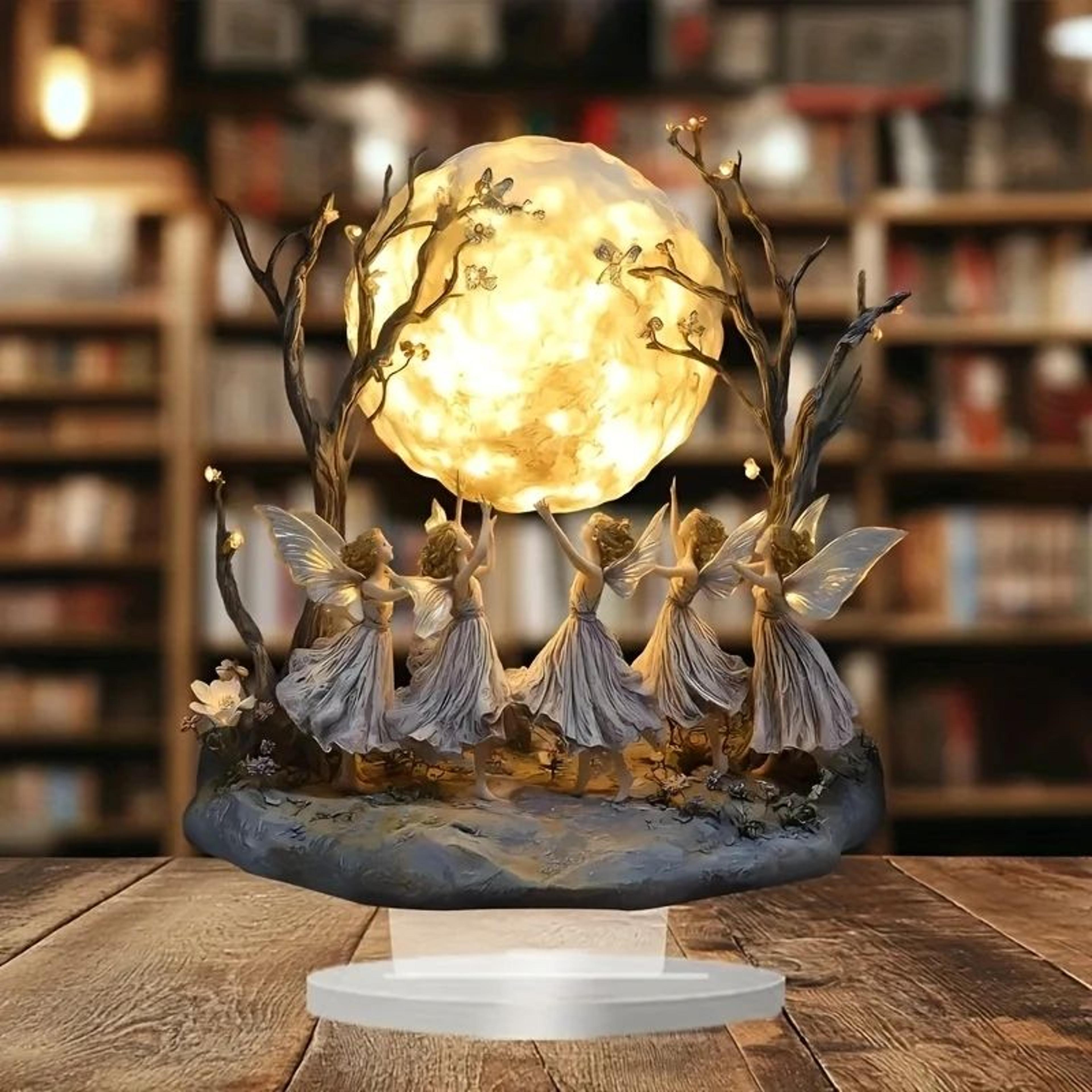 Moon Tree Elf Acrylic Tabletop Decor Fantasy Desk Ornament For Home And Office 0