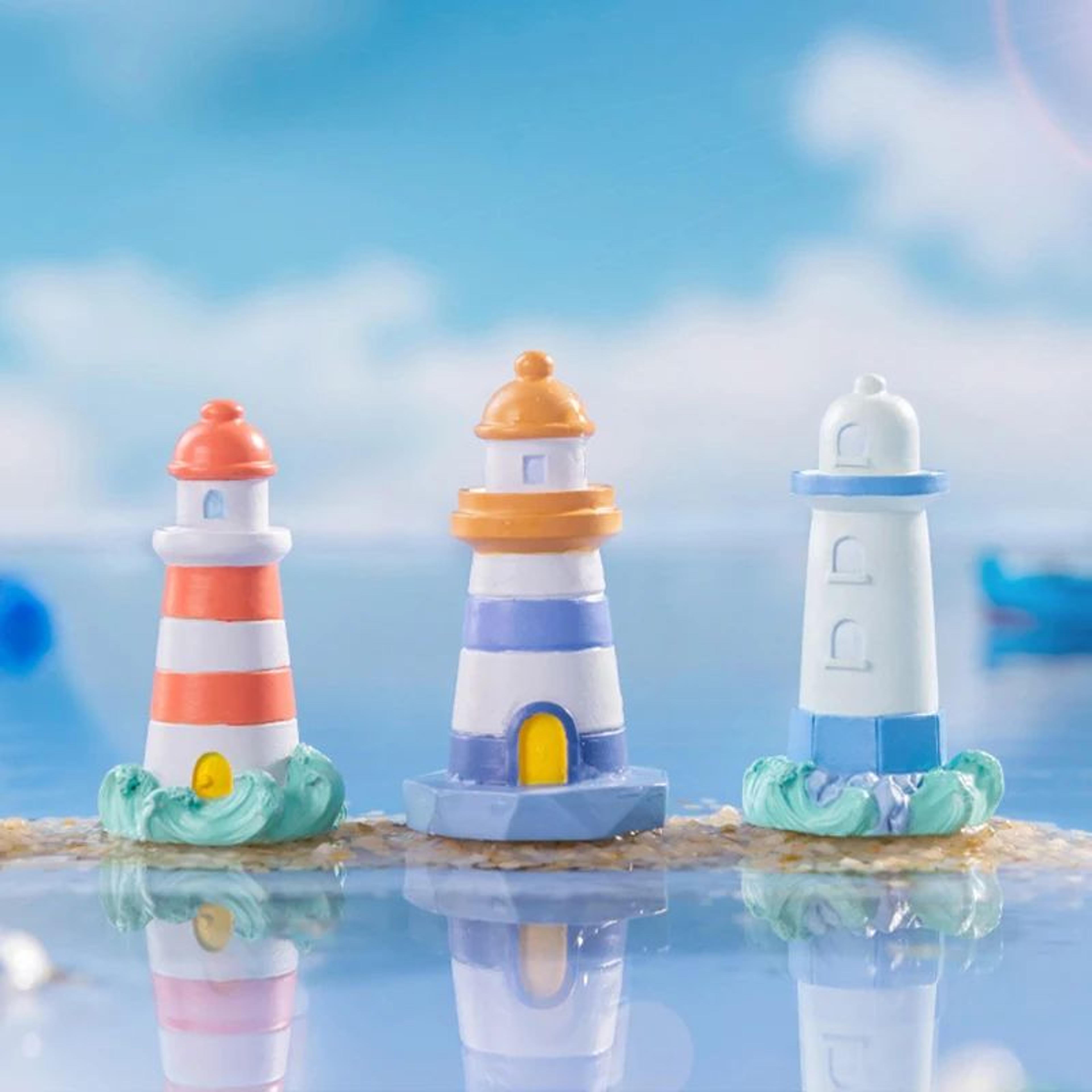 Mini Ocean Lighthouse Figurine Resin Garden Decor For Fairy Landscapes And DIY Displays 3