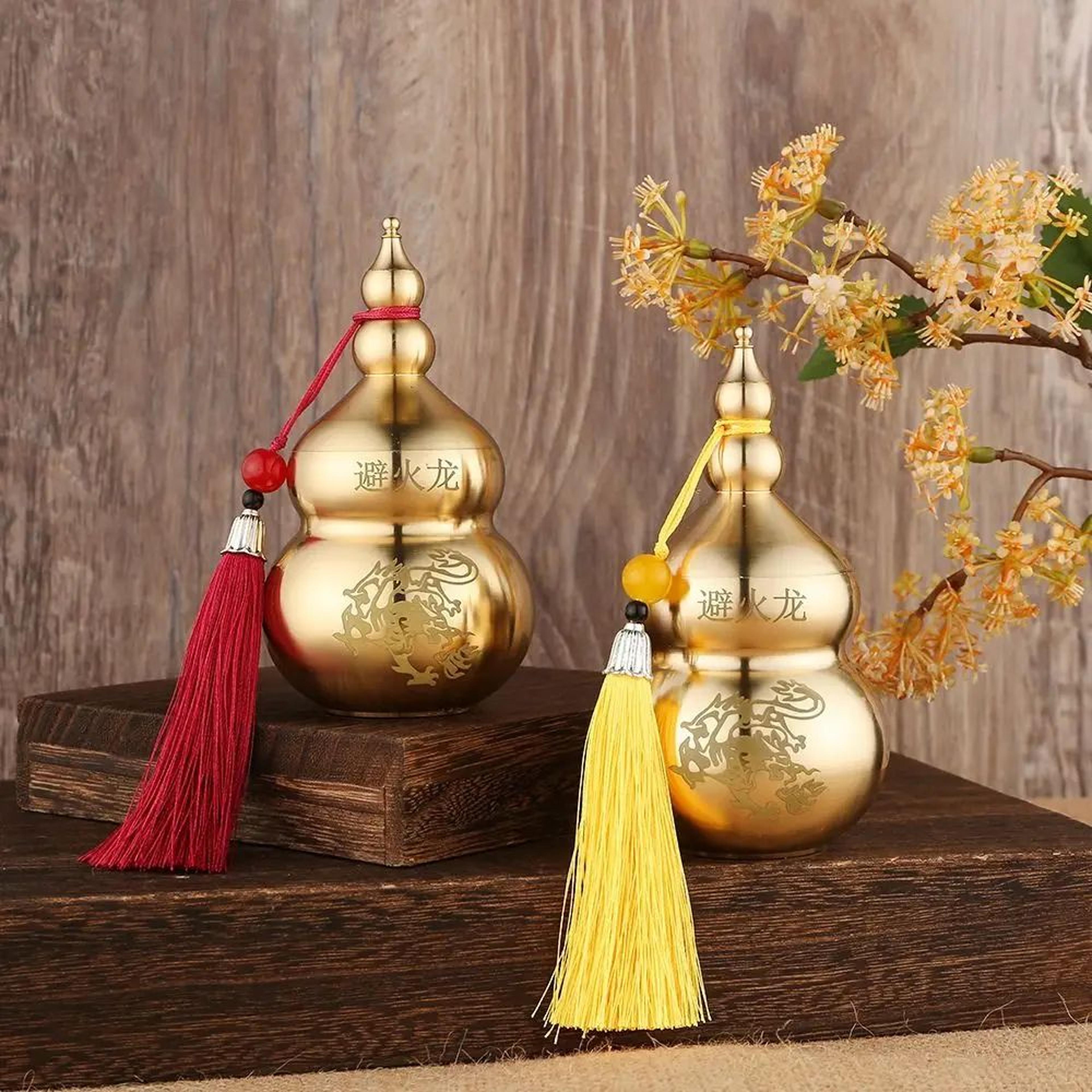 feng shui brass wu lou gourd statue lucky home decor for wealth and protection