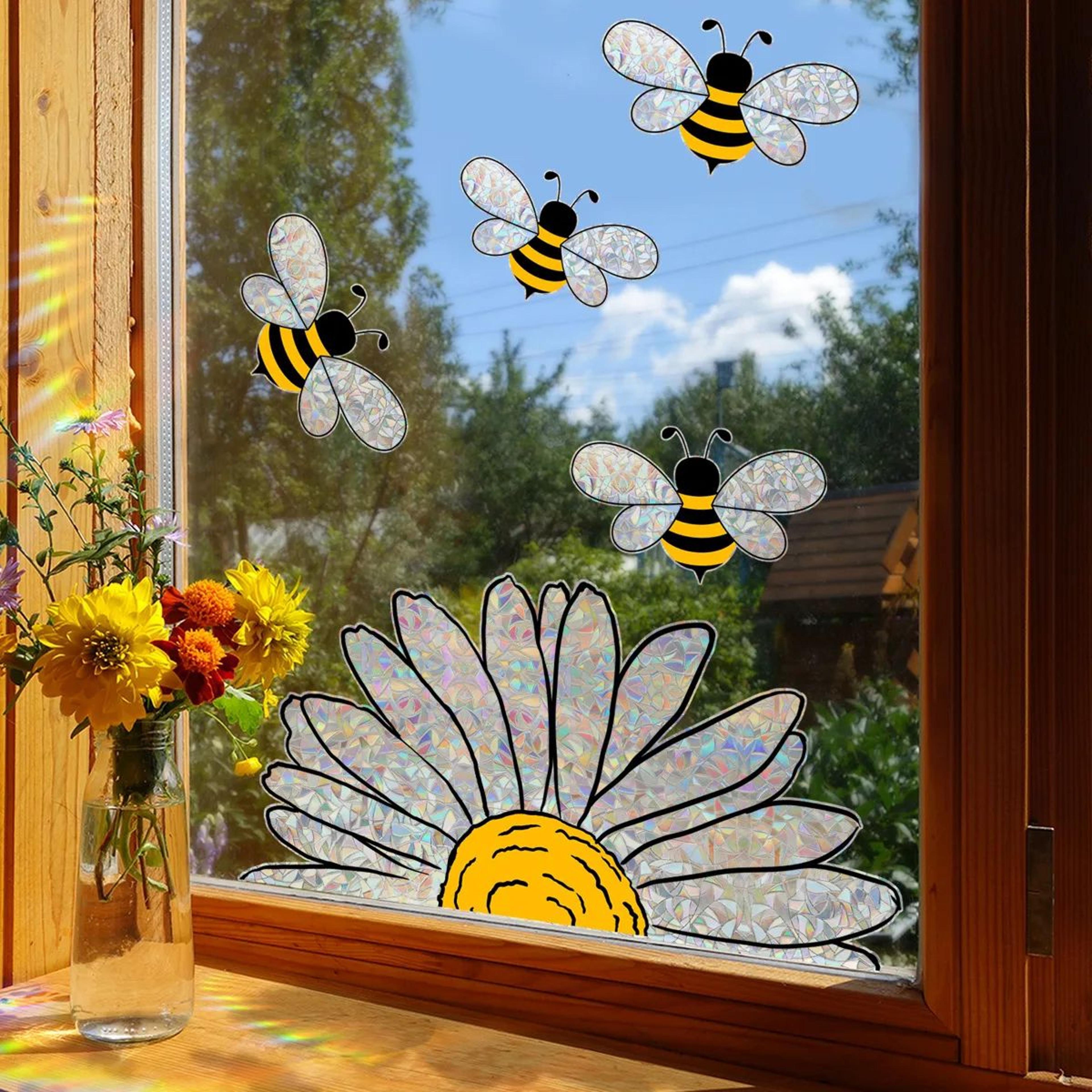 colorful bee sunflower window stickers rainbow glass decals for home decor
