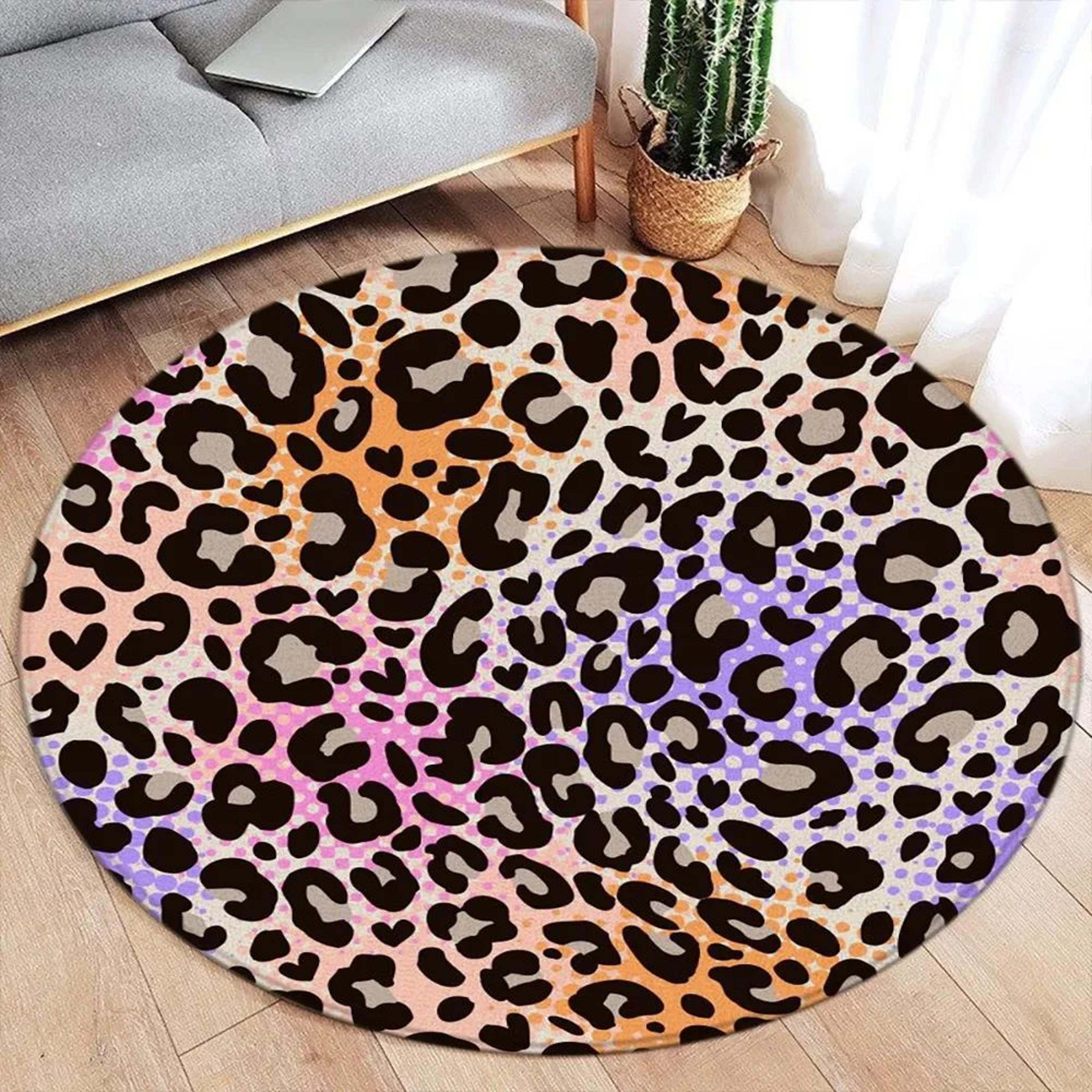 Leopard Print Round Rug Soft Flannel Carpet For Bedroom And Living Room Decor 16