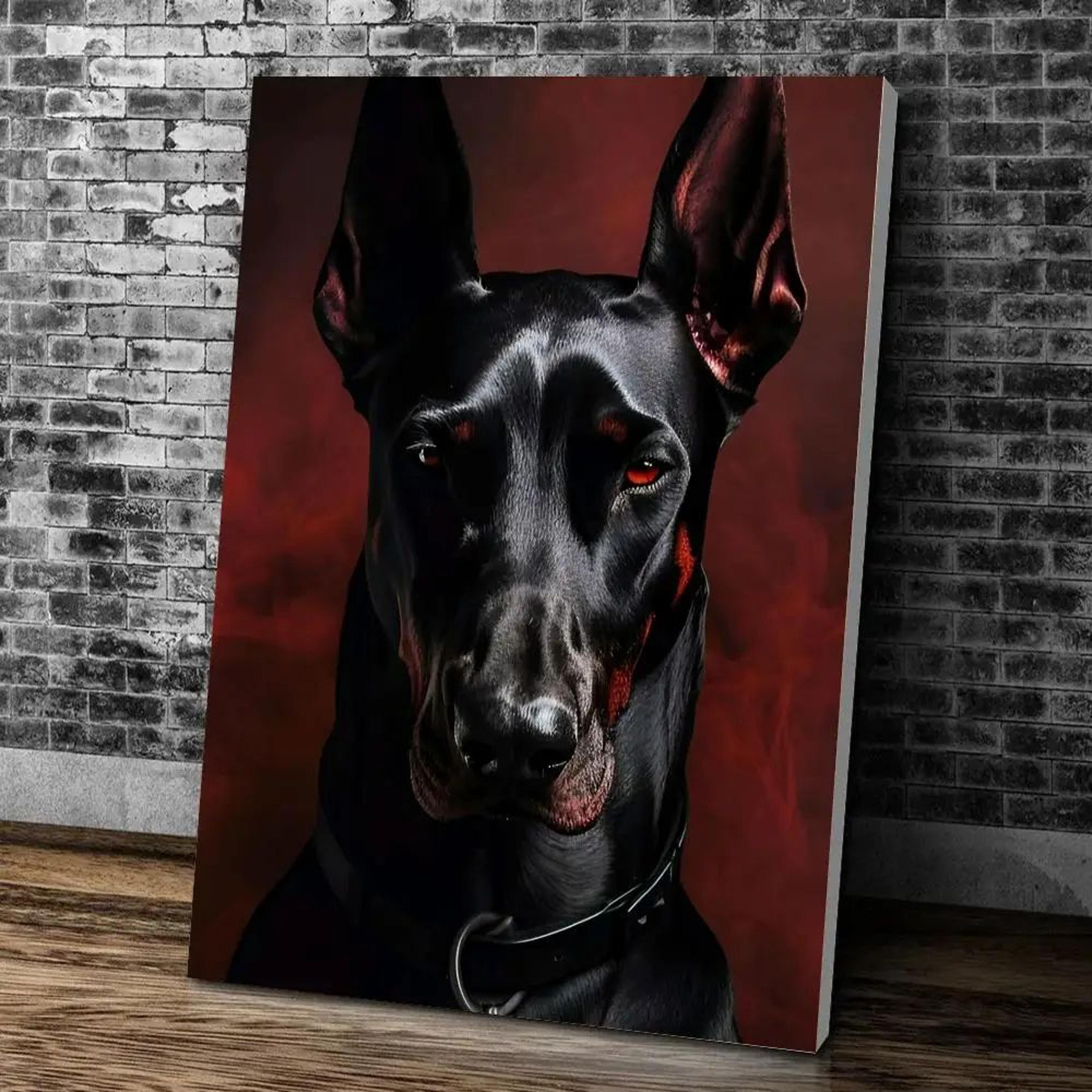 Doberman Wall Art Modern Dog Canvas Print Black Dog Painting Decor 6
