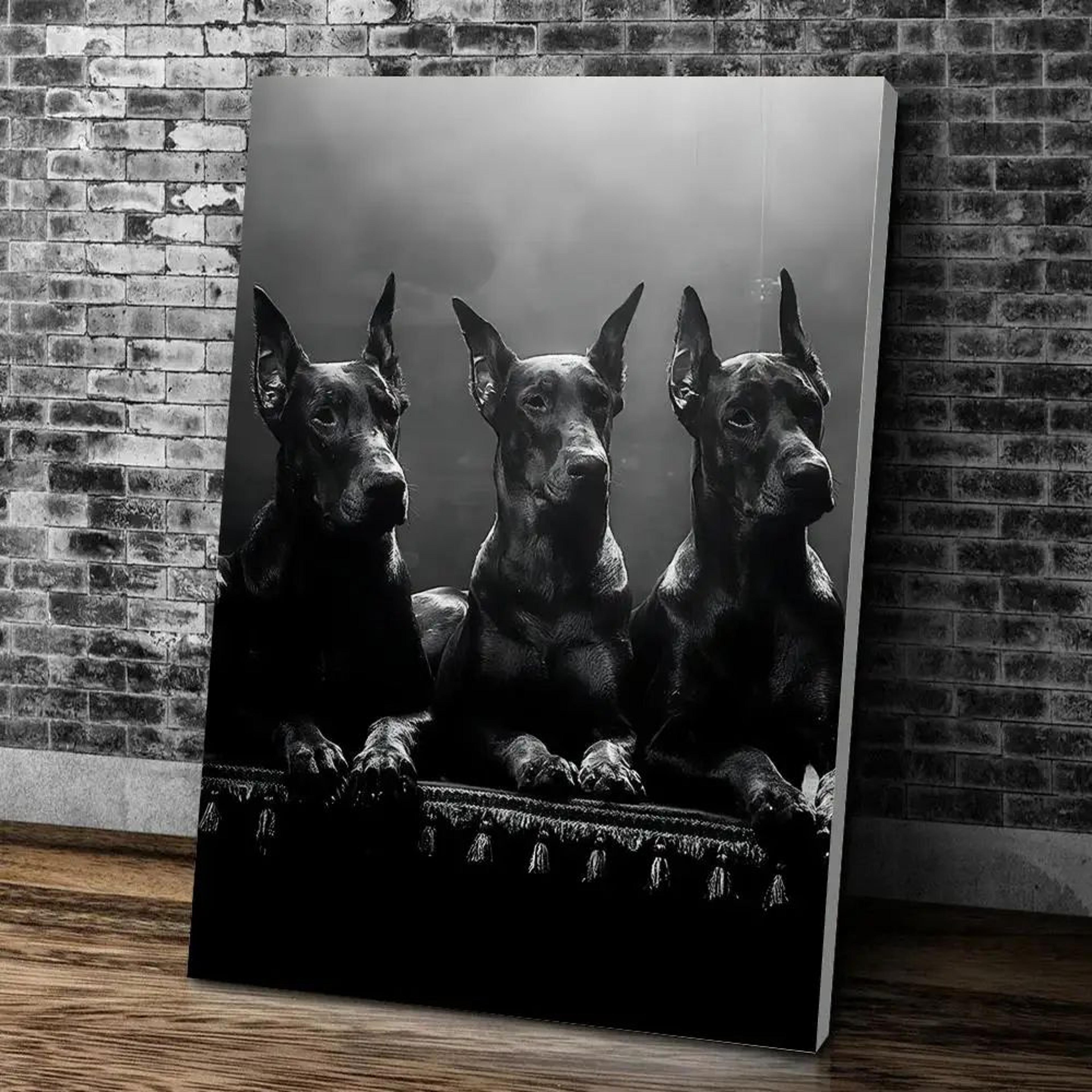 Doberman Wall Art Modern Dog Canvas Print Black Dog Painting Decor 8