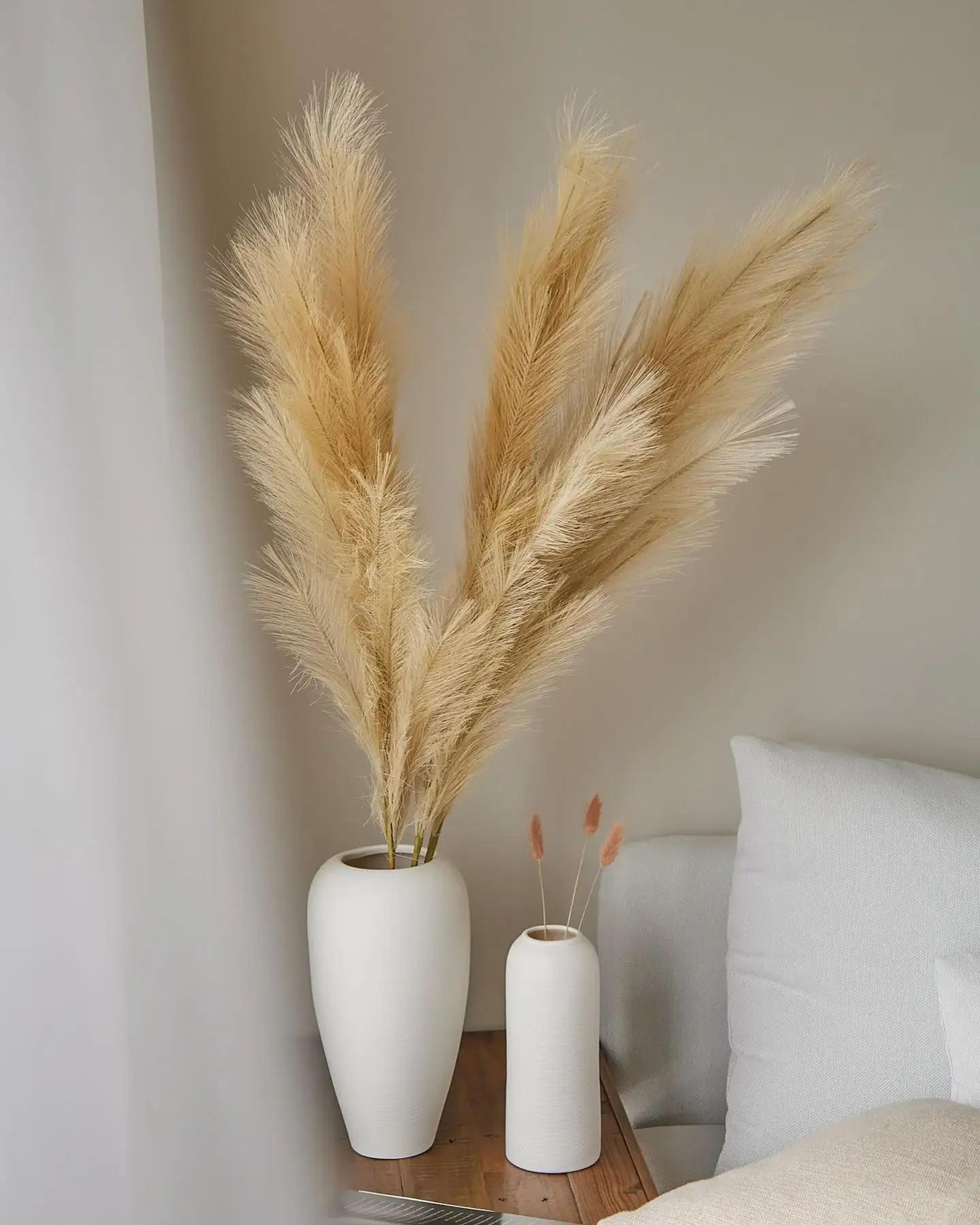 Artificial Pampas Grass Tall Fluffy Stems Boho Floor Vase Decor 3
