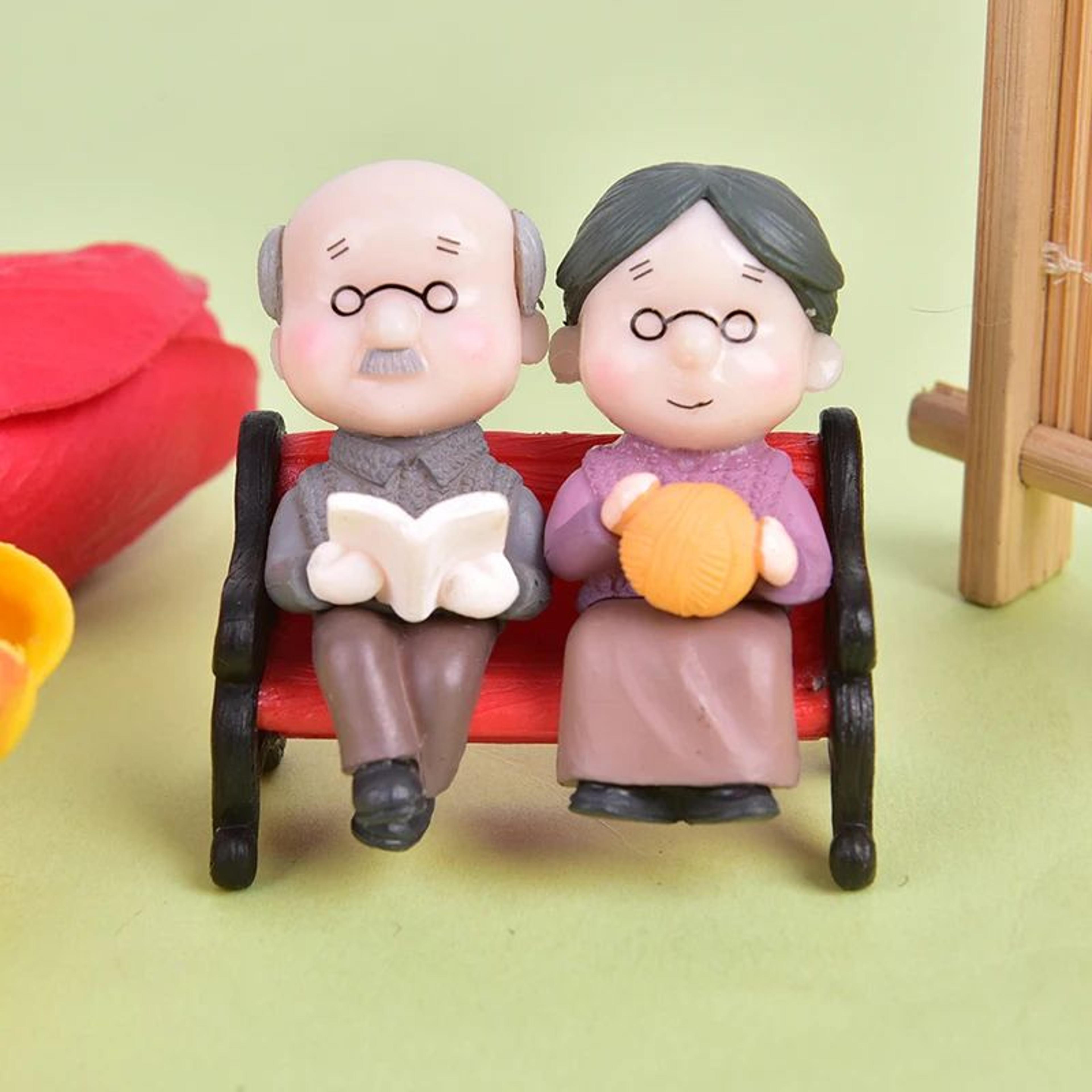 Enchanted Mini Fairy Garden Couple Stool Decor Set 25