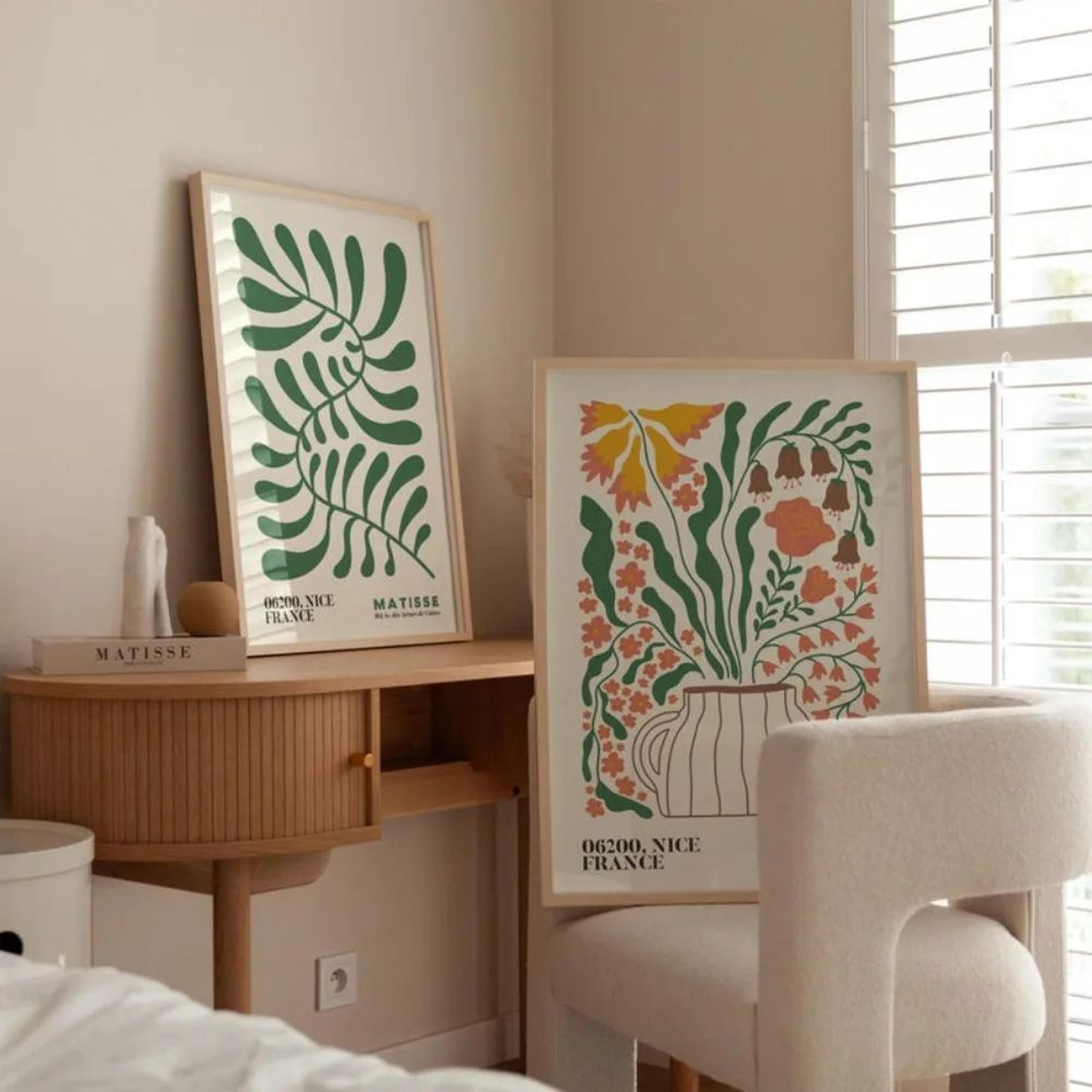 Matisse Inspired Floral Wall Art Set Modern Boho Prints 1