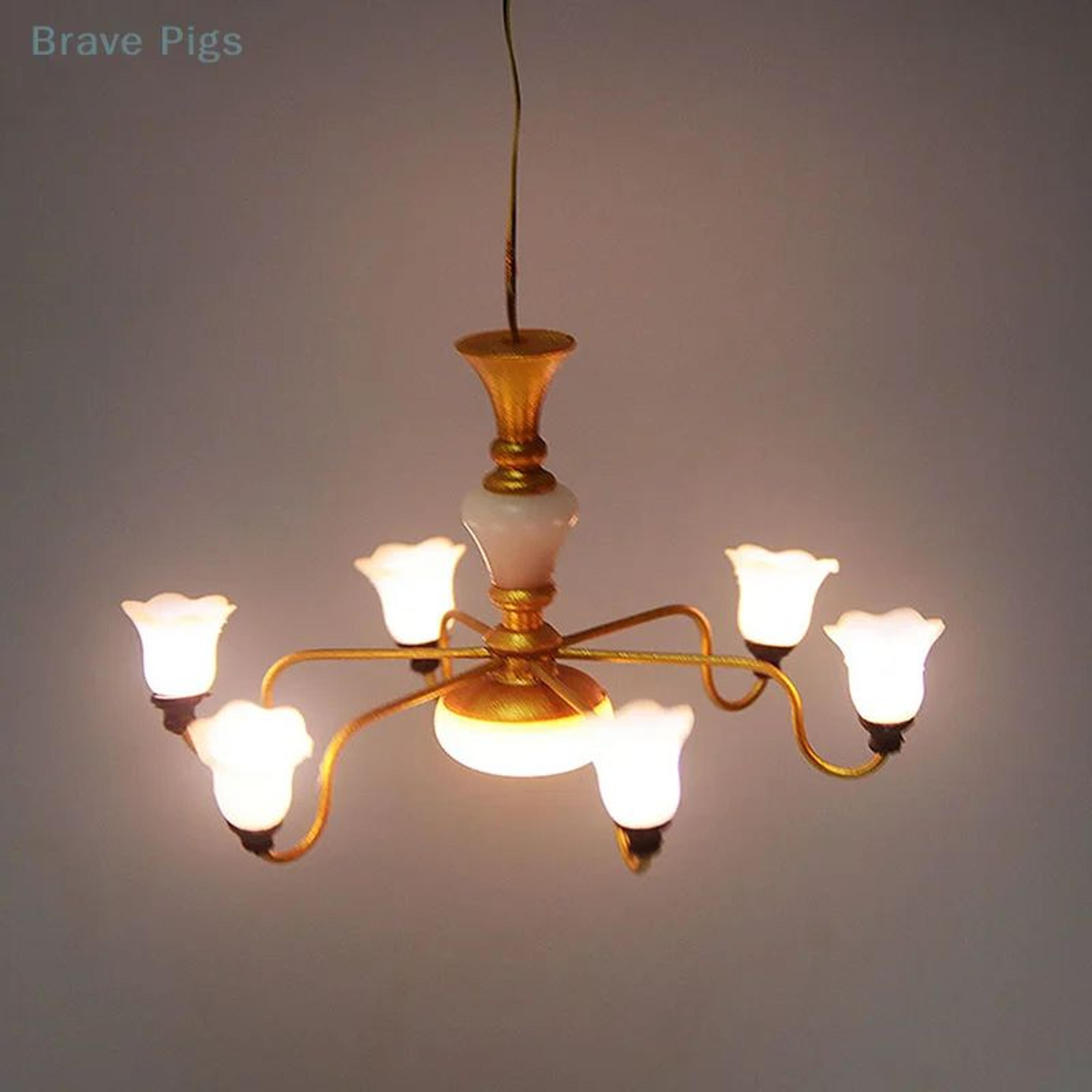 Mini LED Dollhouse Ceiling Lamp Chandelier Decor 0