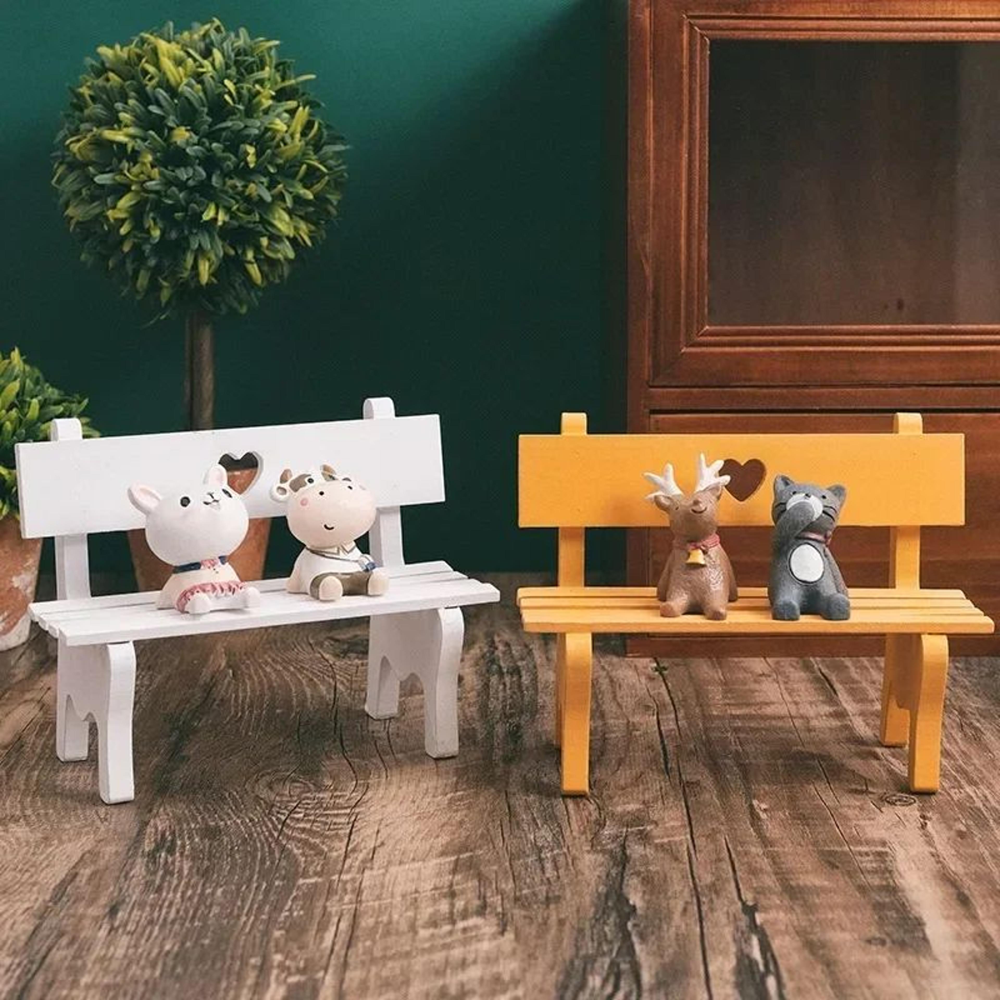 mini wooden bench fairy garden decor dollhouse landscape accent