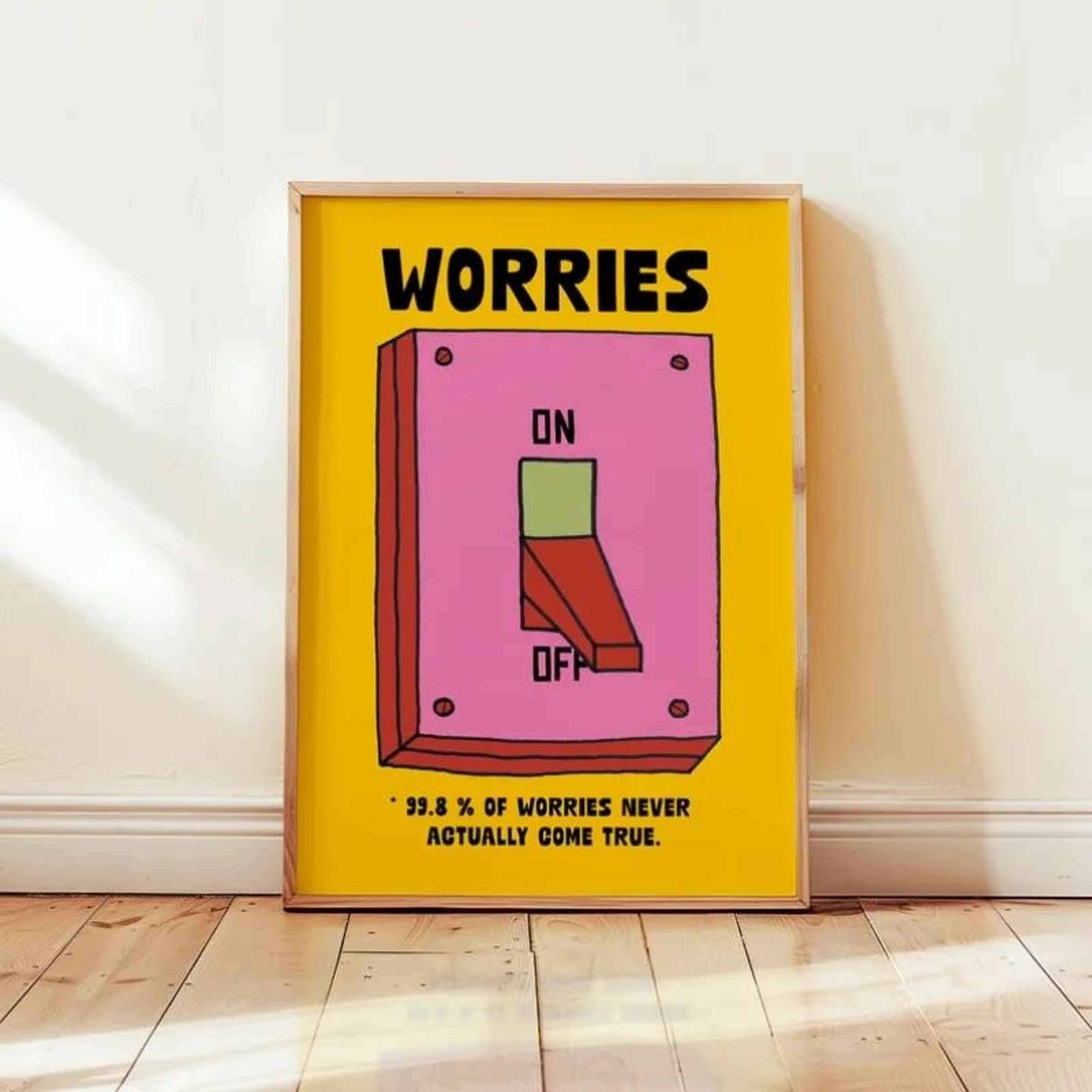 Mental Health Quote Wall Art Colorful Retro Cartoon Canvas Positive Decor 6