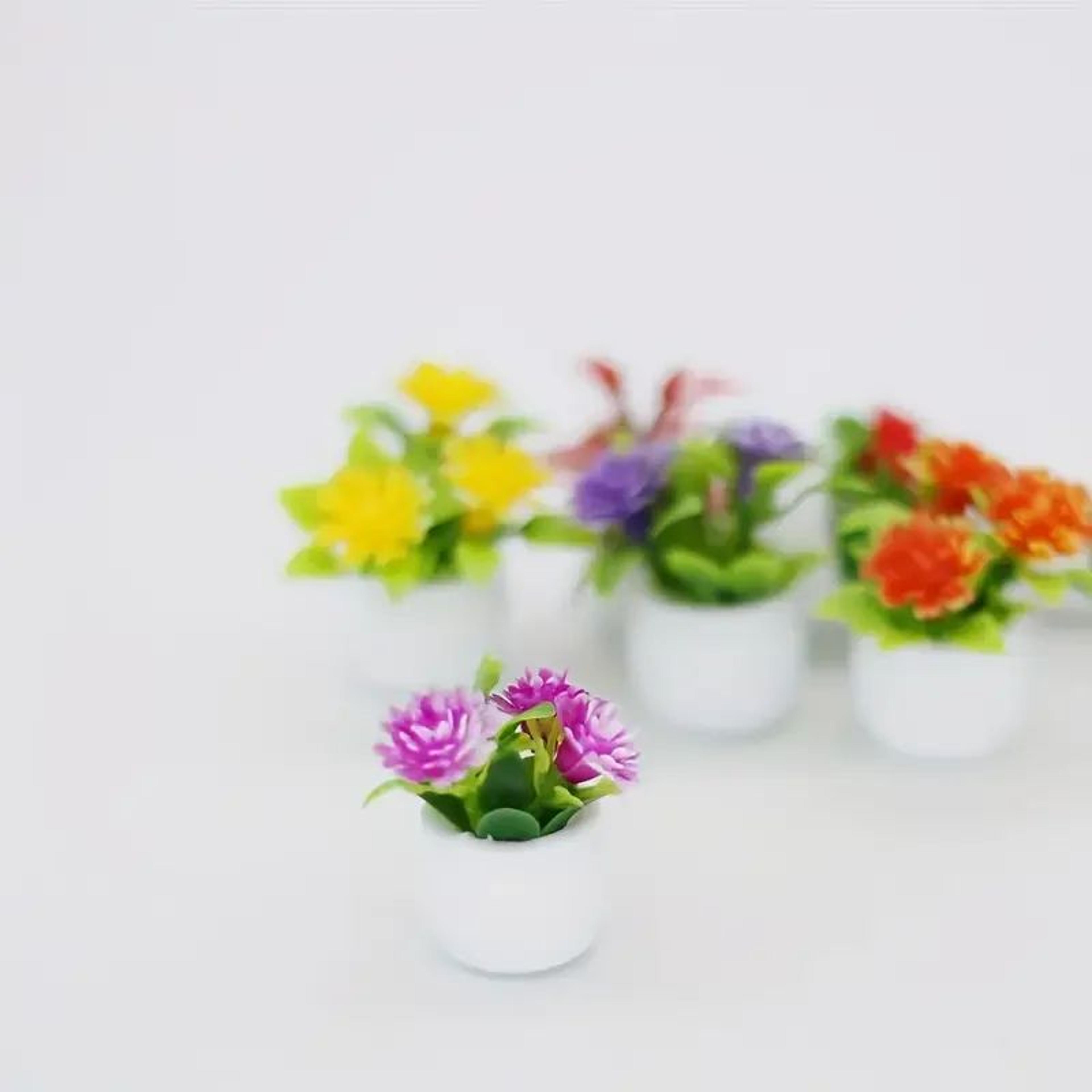 Mini Artificial Flower Pots Set Colorful Decorative Plants For Desk Car And Home 5