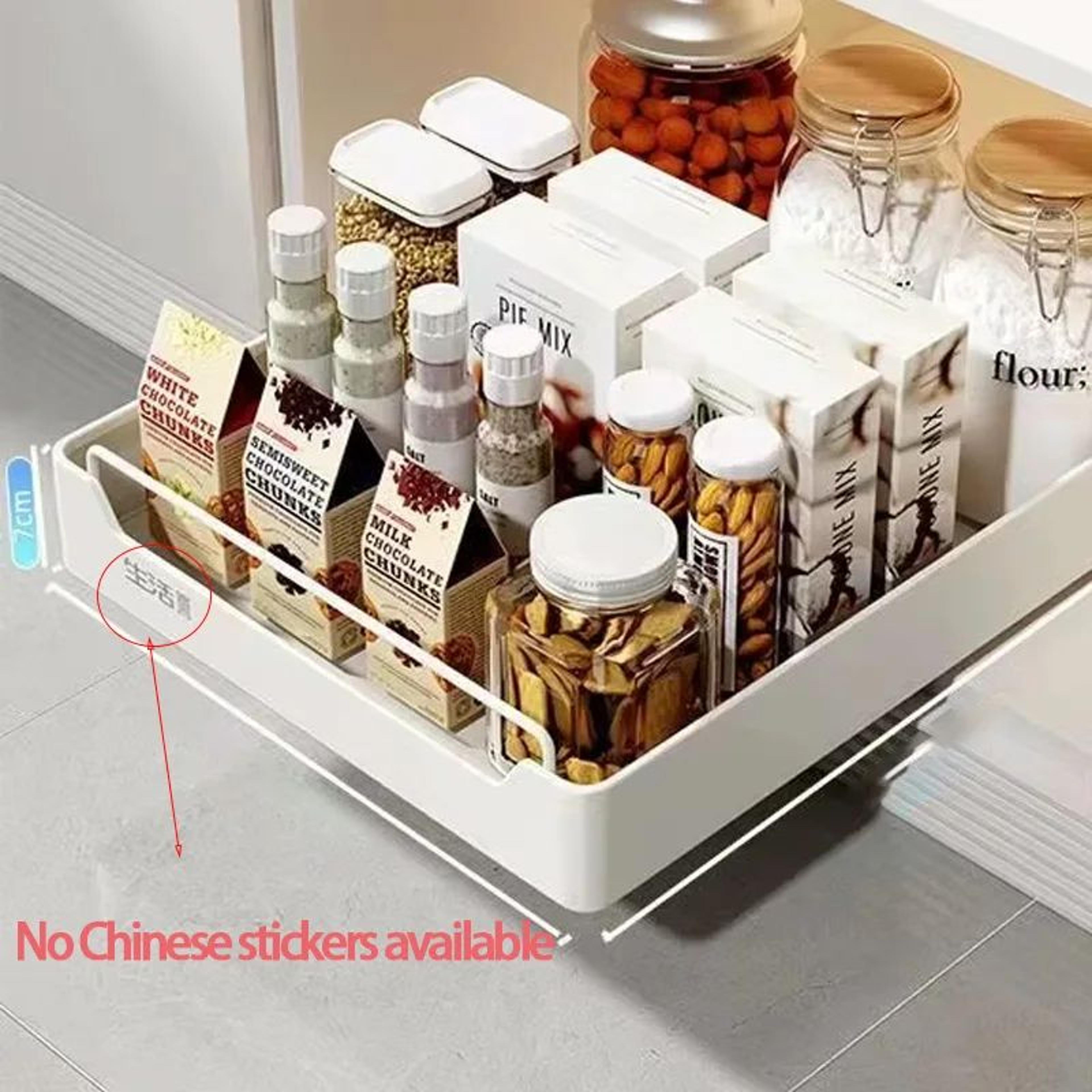 Pull Out Kitchen Cabinet Organizer Slide Rail Storage Rack Spice Drawer Shelf 5