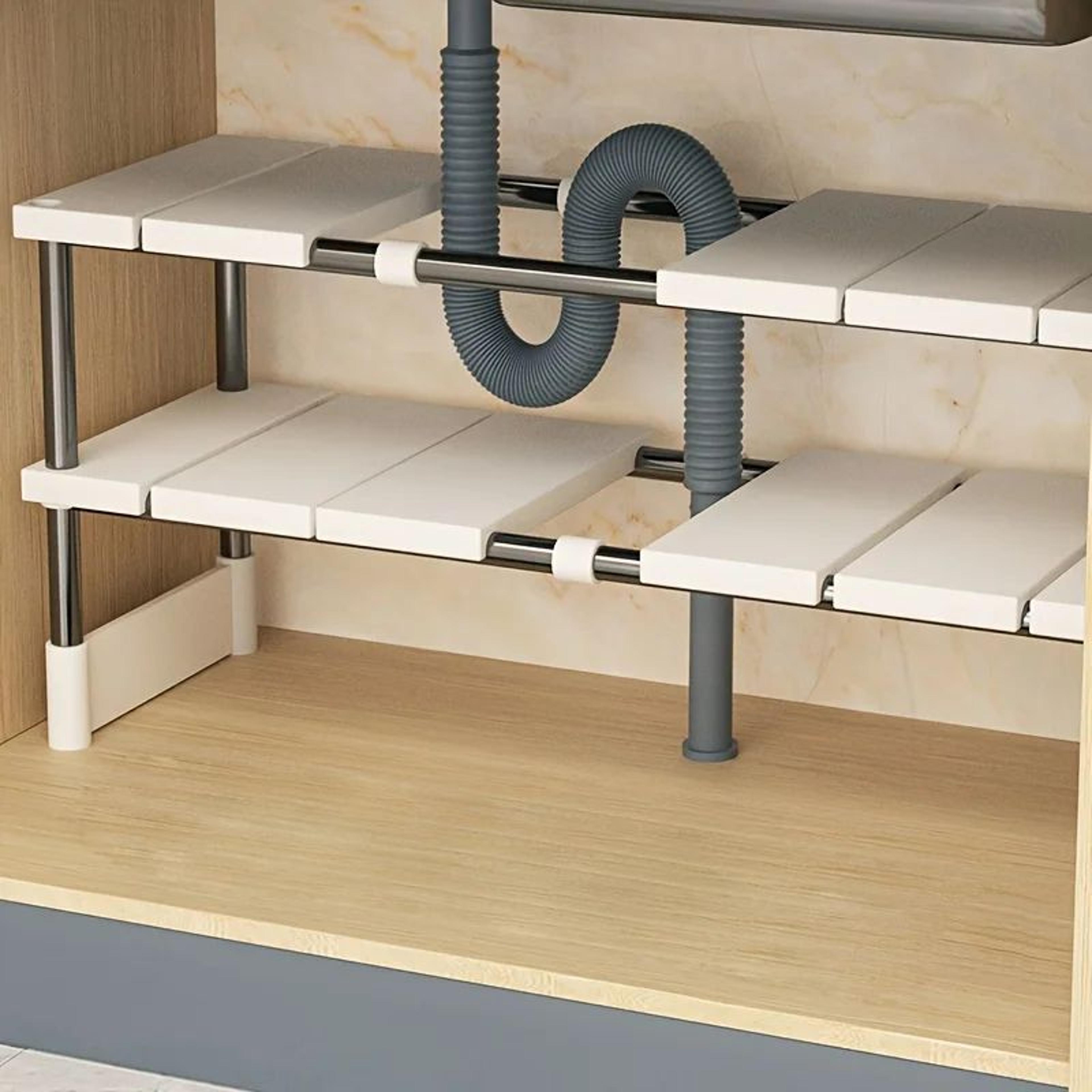 flexiexpand under sink organizer adjustable cabinet storage rack