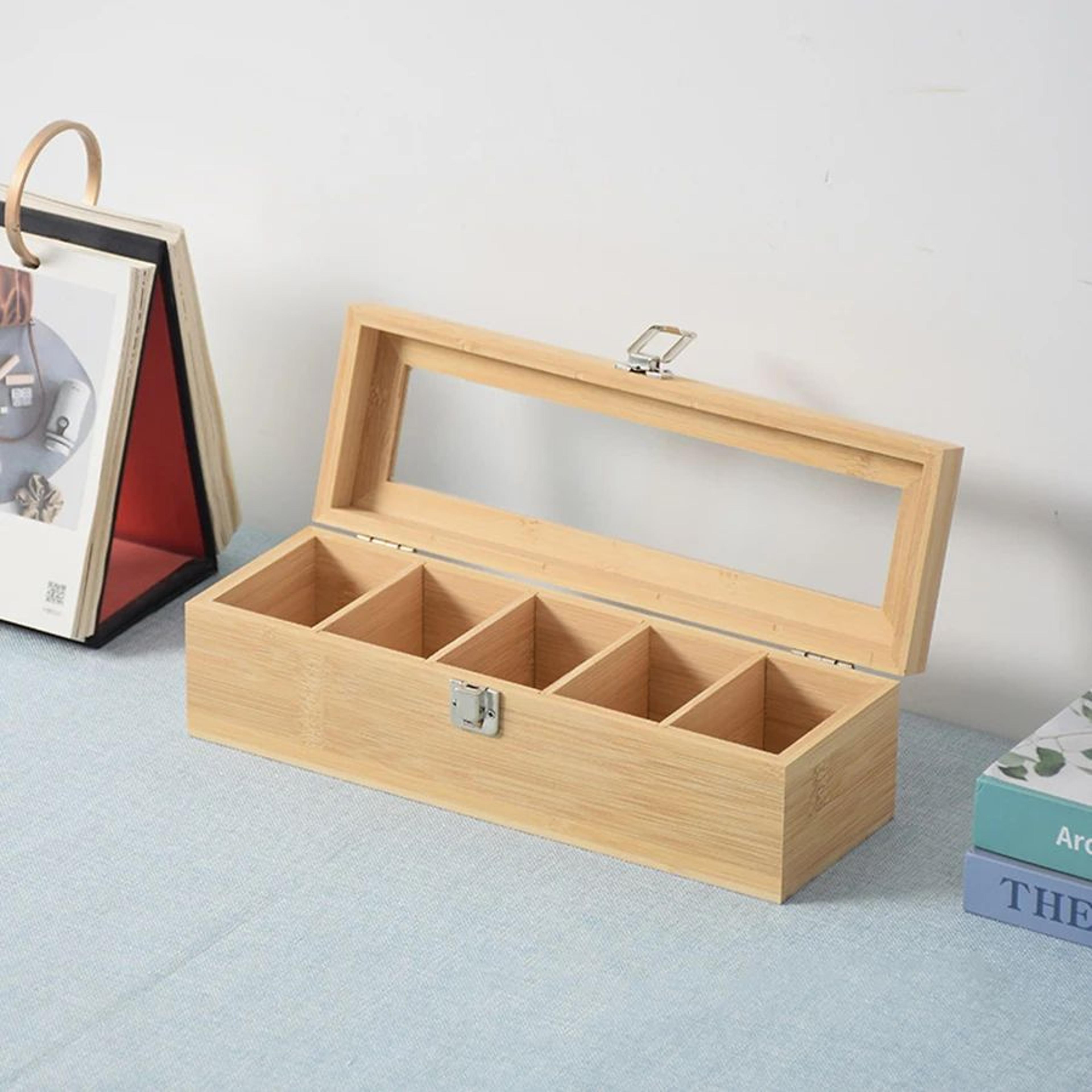 PureLeaf Bamboo Tea Bag Organizer Storage Box With Compartments 5