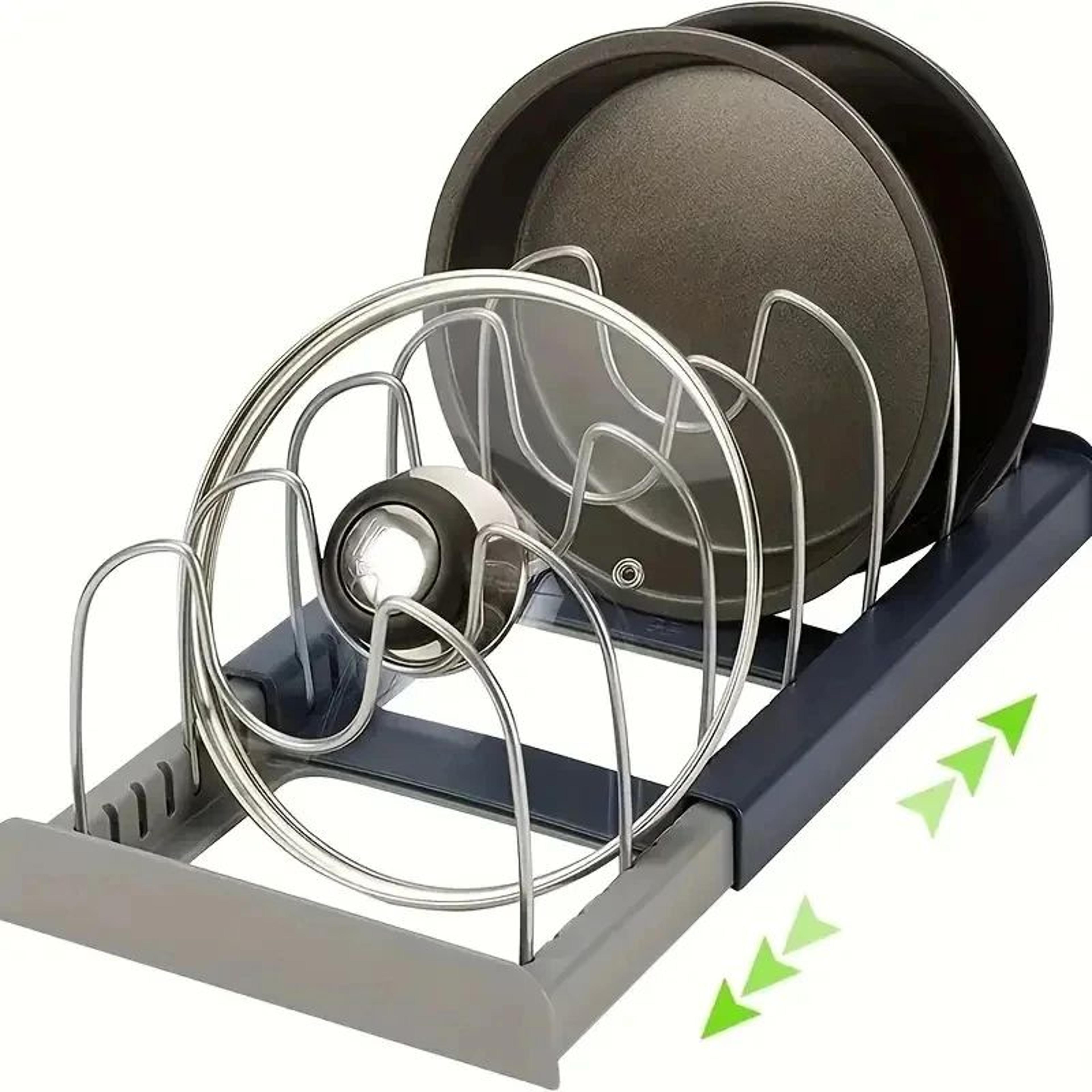 flexirack expandable pot lid organizer stainless steel kitchen storage rack
