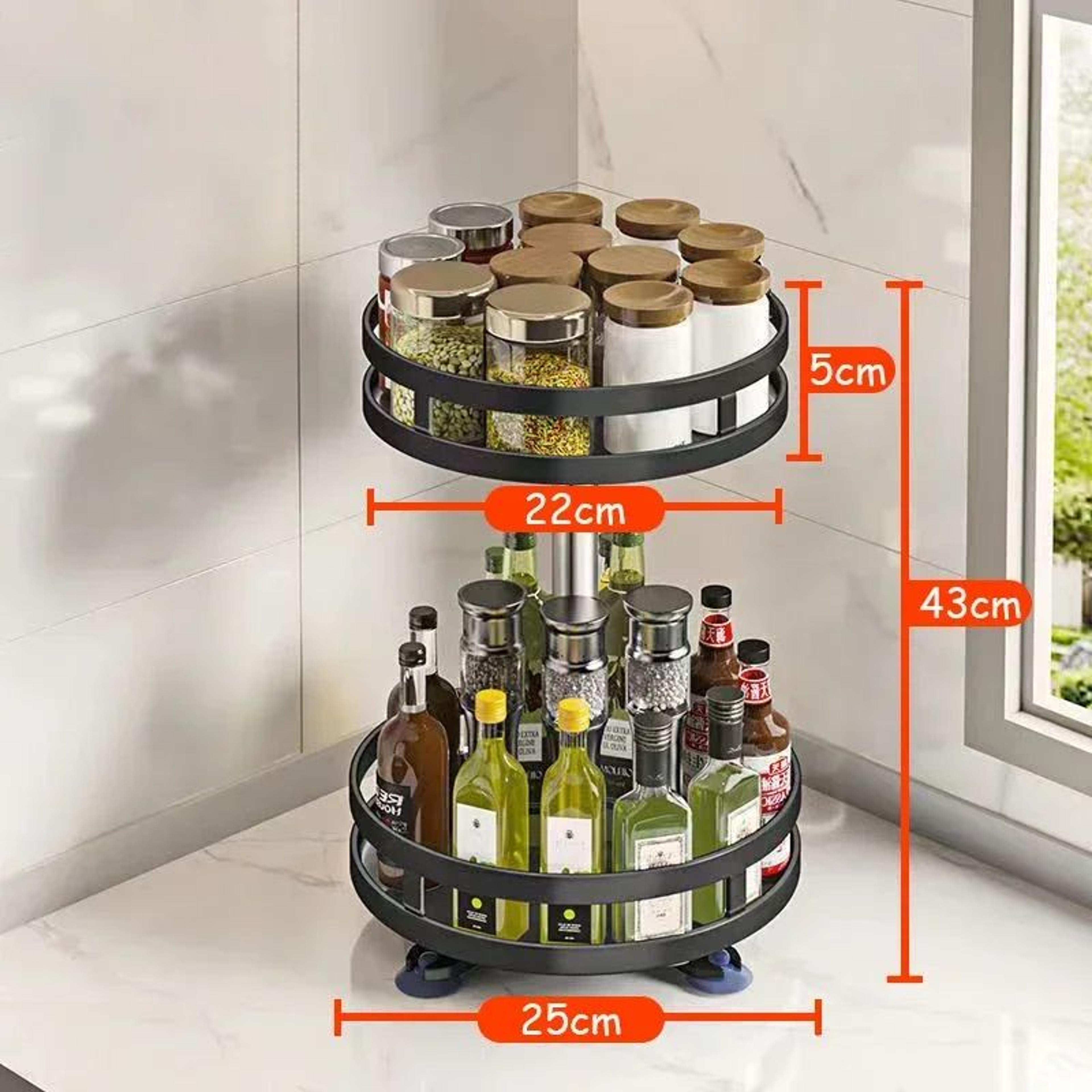SpinEase Rotating Spice Rack Organizer Non Slip Kitchen Storage Tray 7
