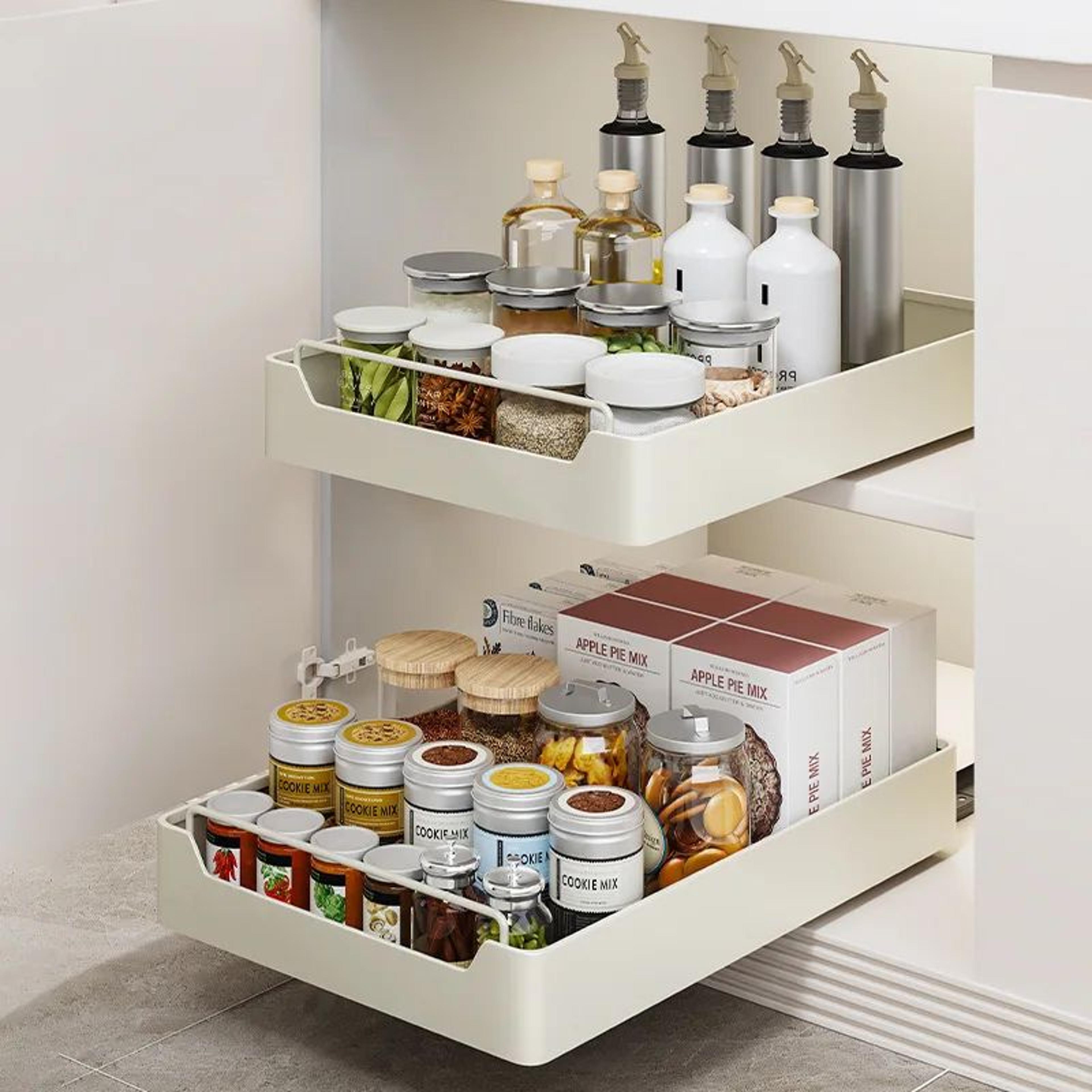 SlideEase Pull Out Cabinet Organizer Drawer Rack 2