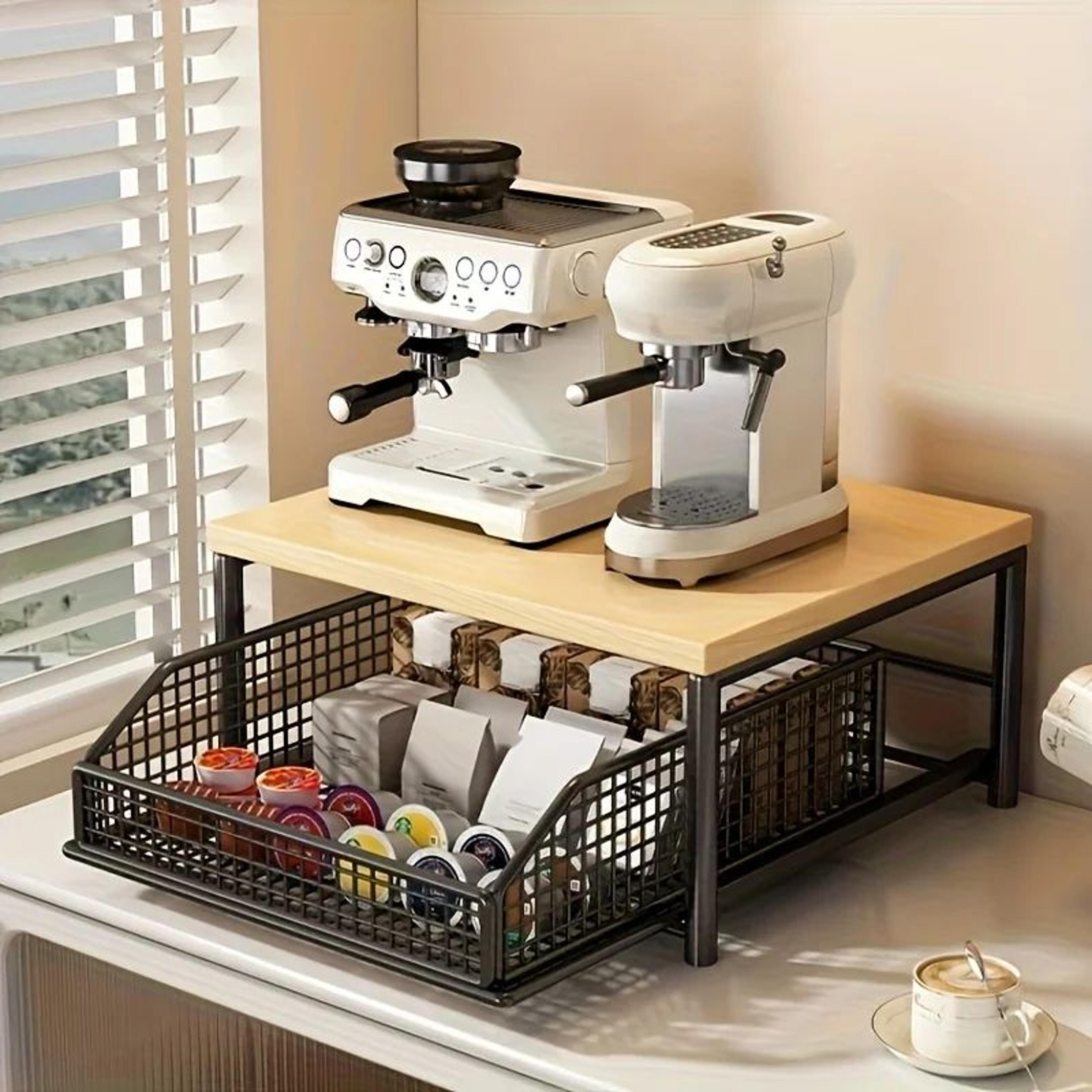 woodsteel kitchen microwave rack storage organizer