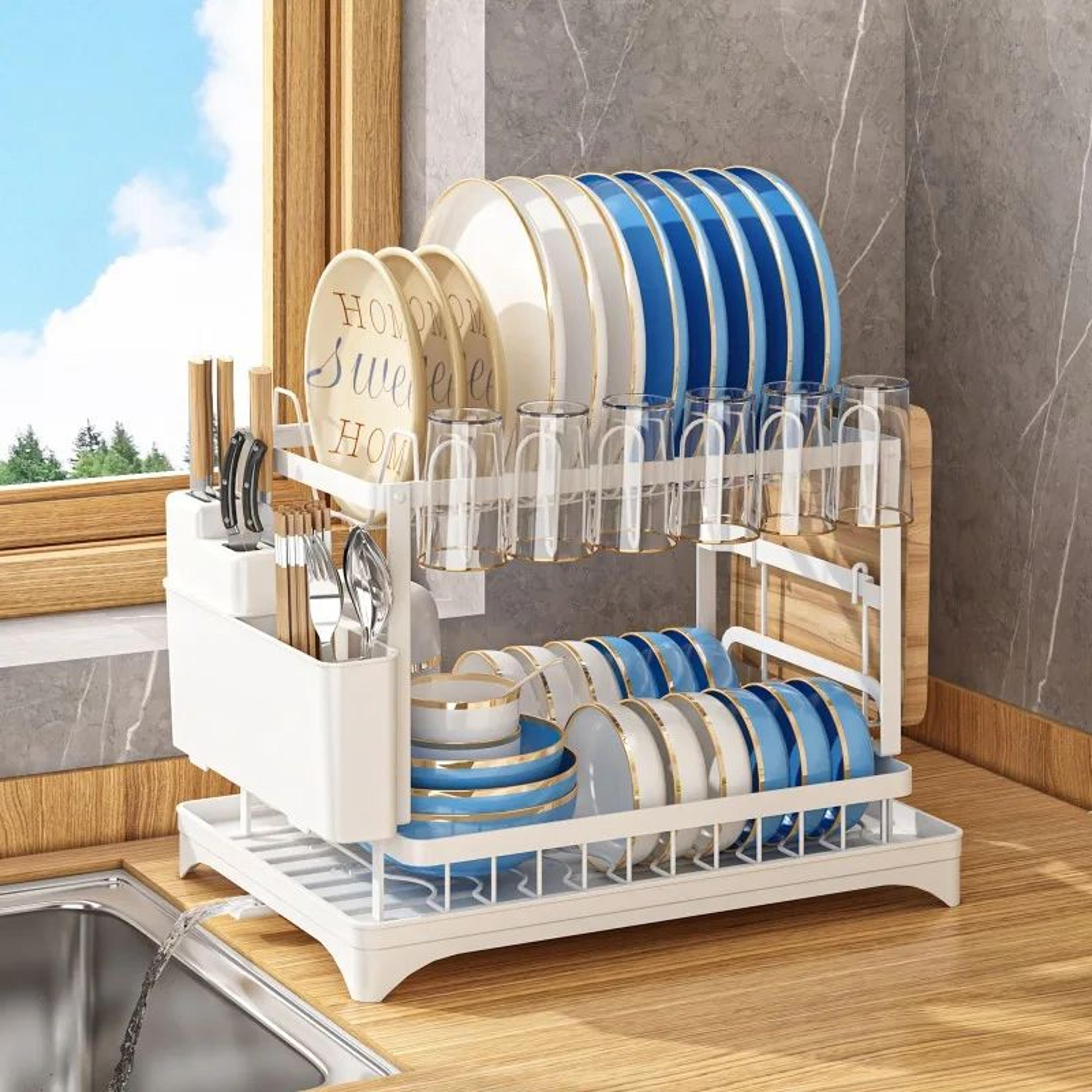 SmartDrain Kitchen Dish Rack Organizer Shelf 4