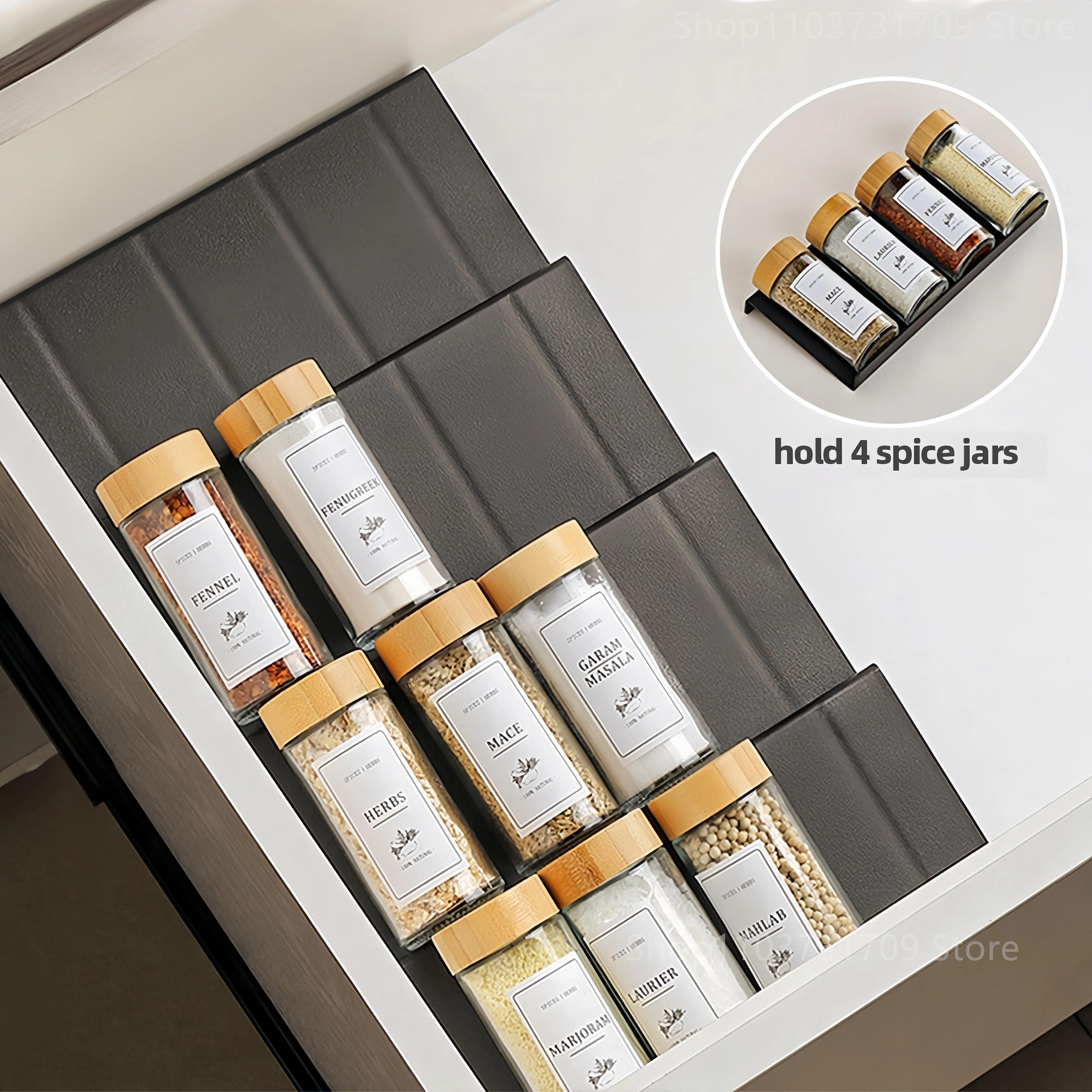 adjustable 4 tier spice drawer organizer expandable spice rack for cabinet