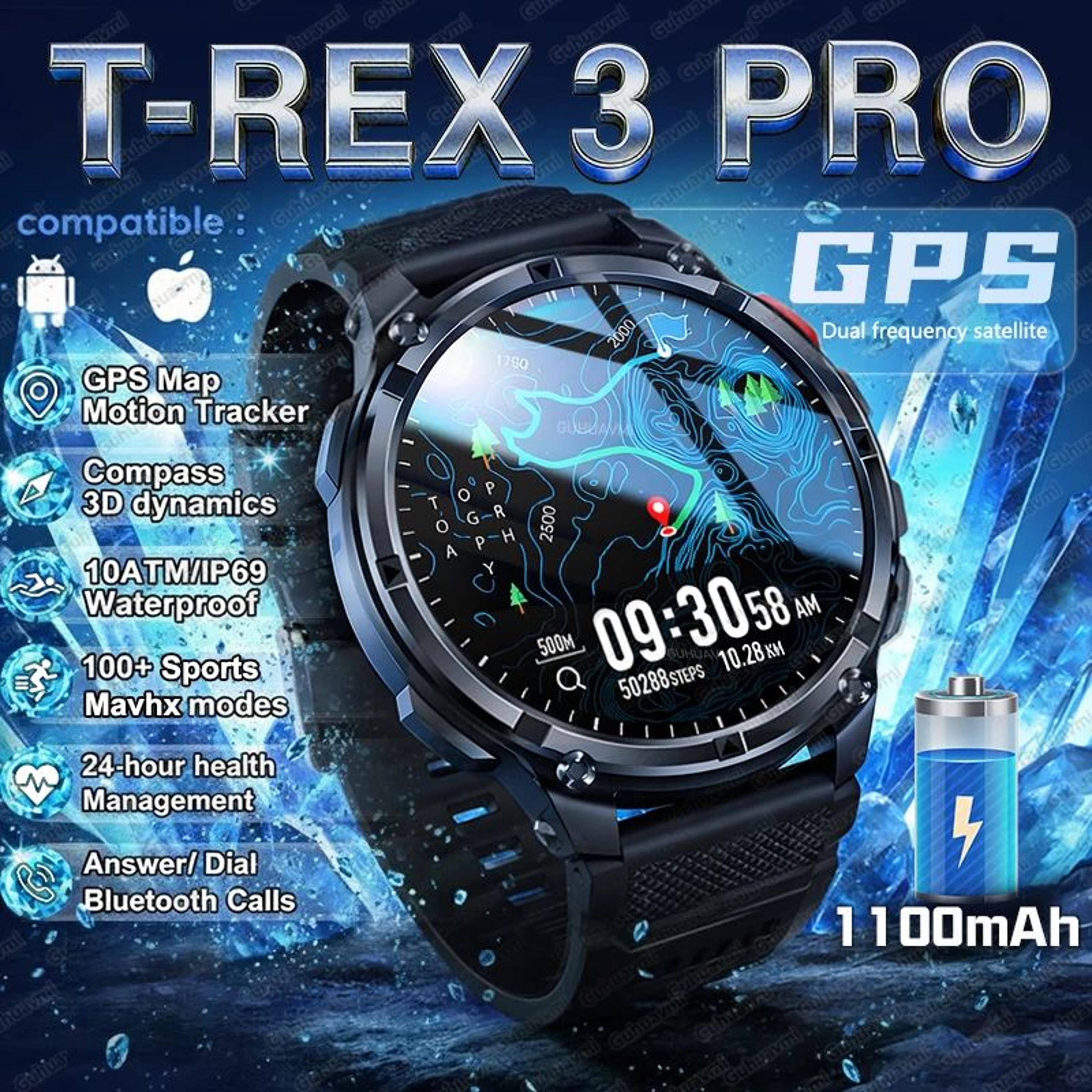 rugged gps smartwatch with 120 day battery and 10atm waterproof