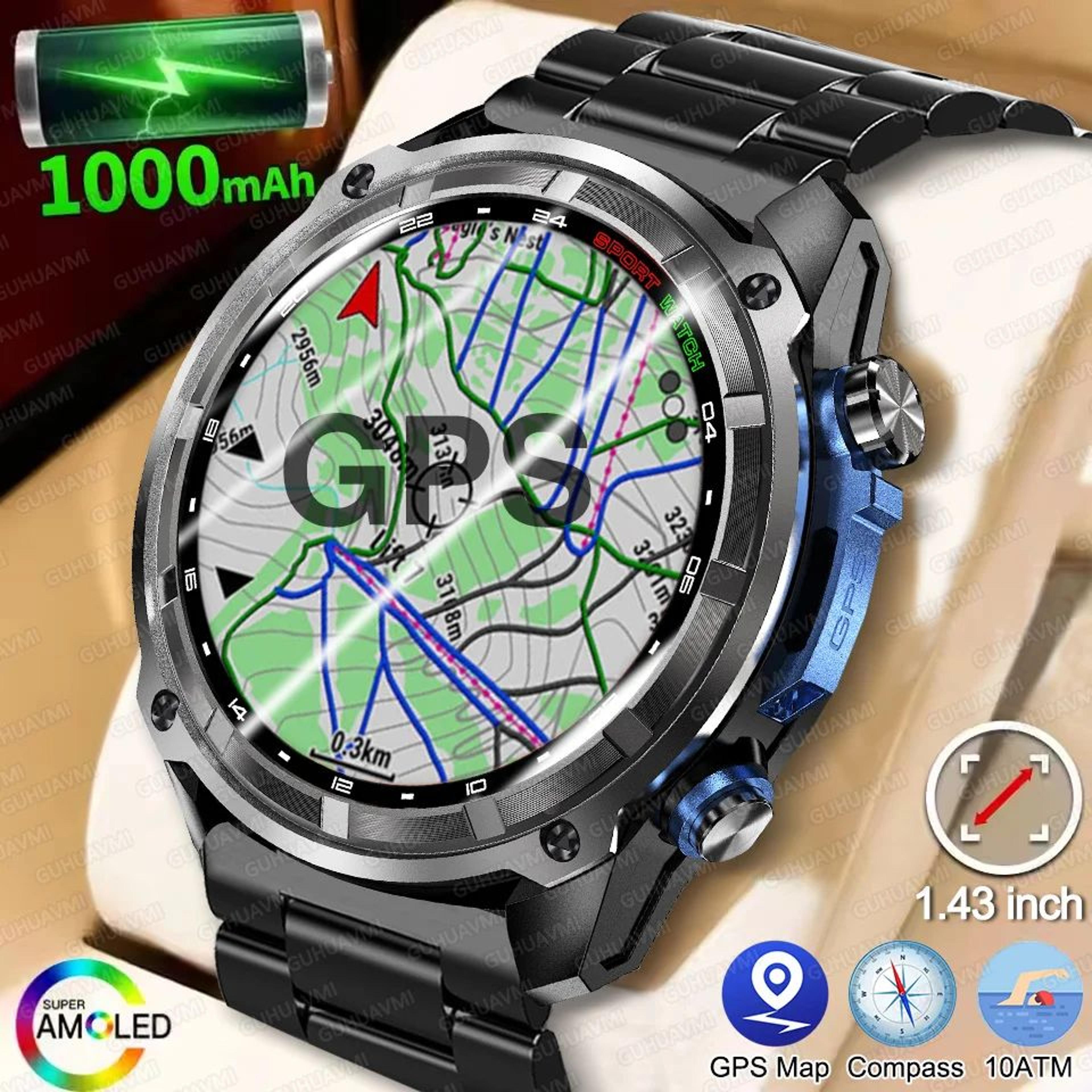 military offline map gps smartwatch with 10atm waterproof and 4gb storage