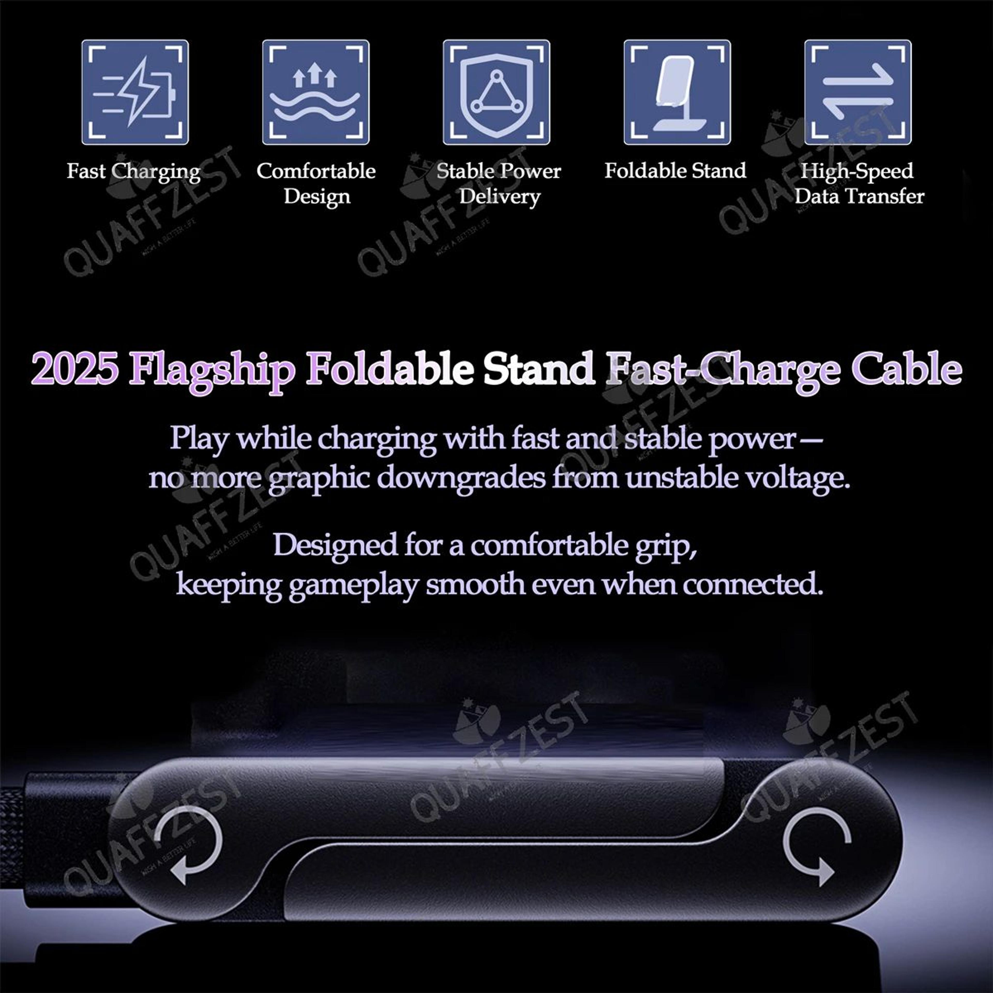 2 In 1 Fast Charging Cable With Foldable Phone Holder Stand 1