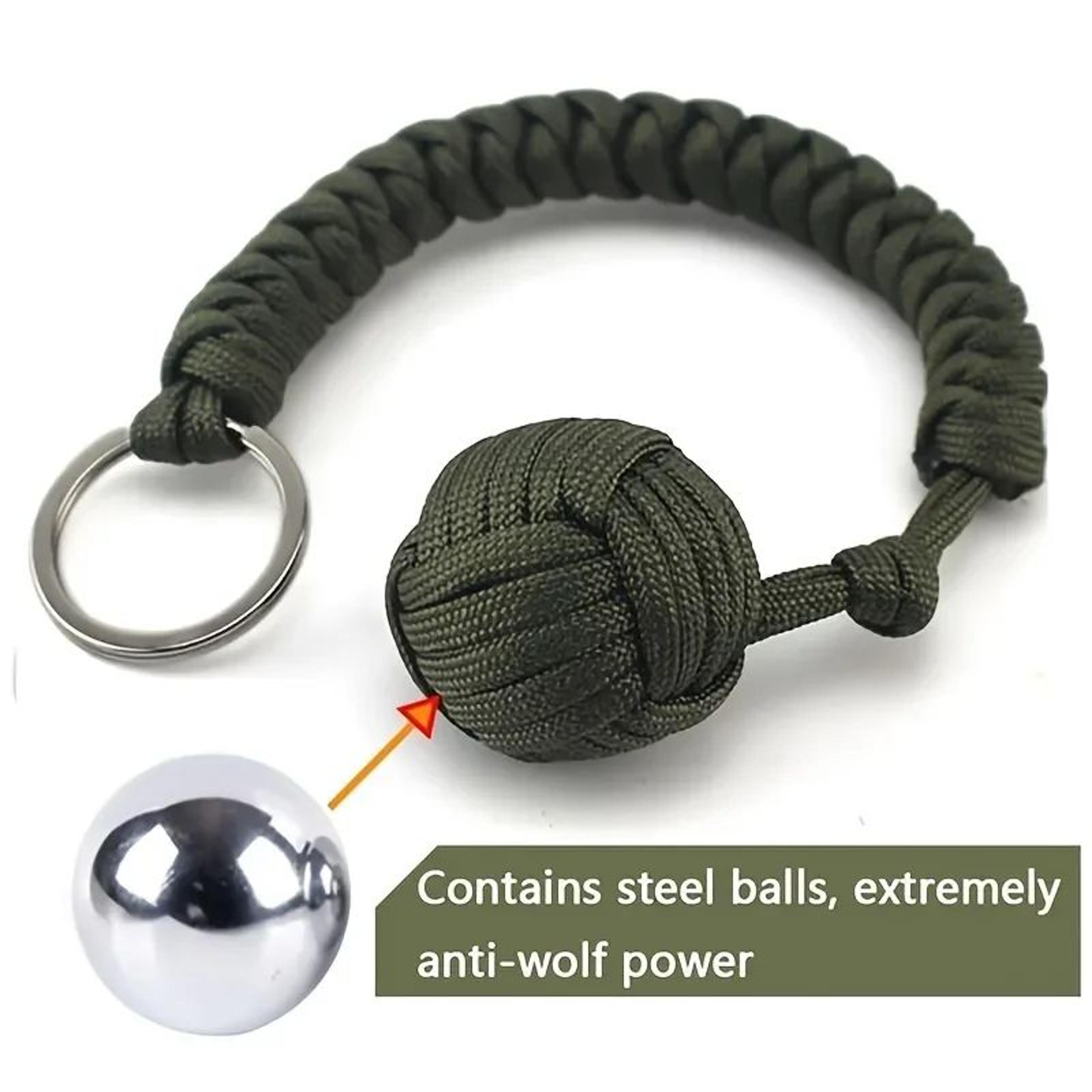 tactical paracord keychain steel ball self defense tool survival gear