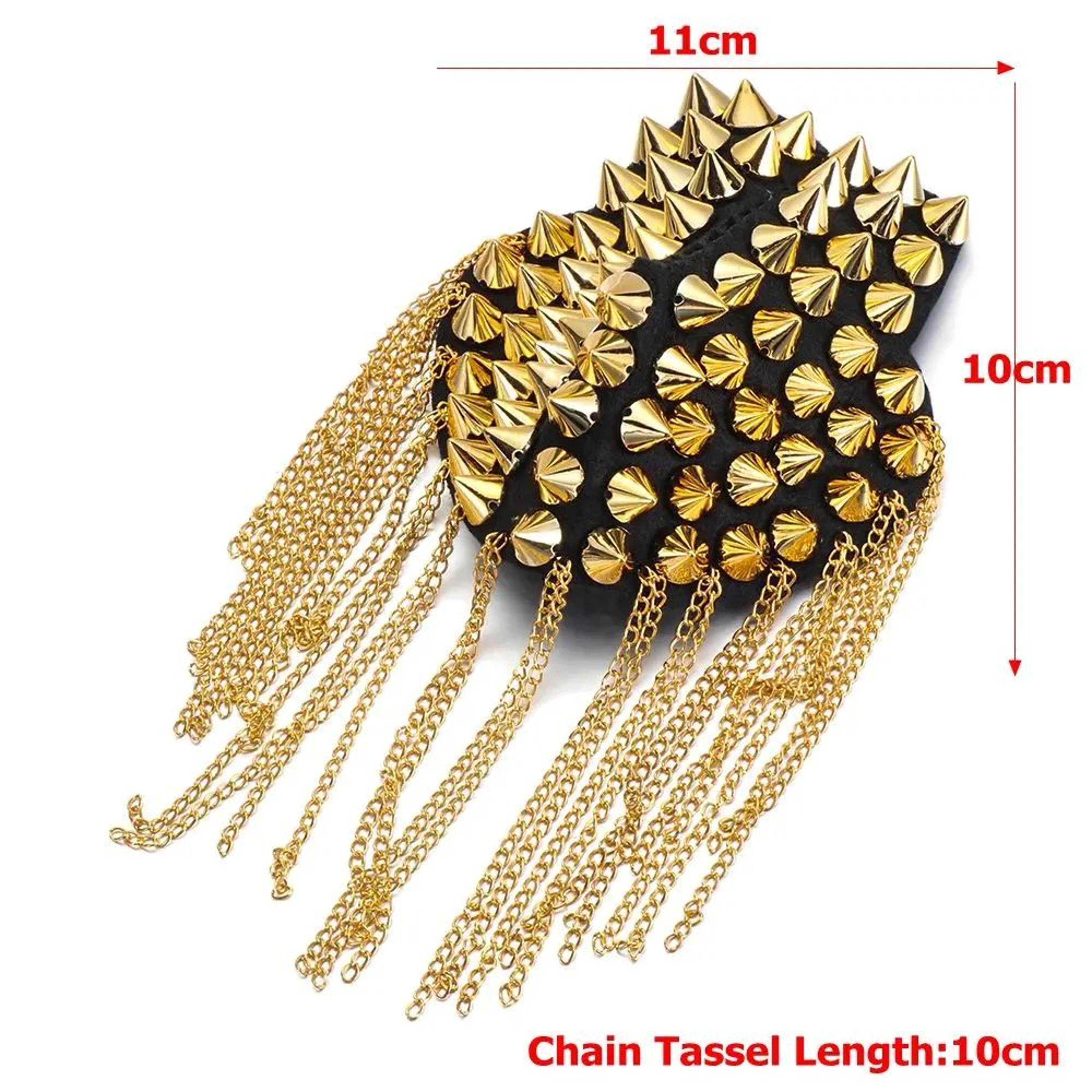Punk Chain Tassel Shoulder Brooch Epaulet Set 2