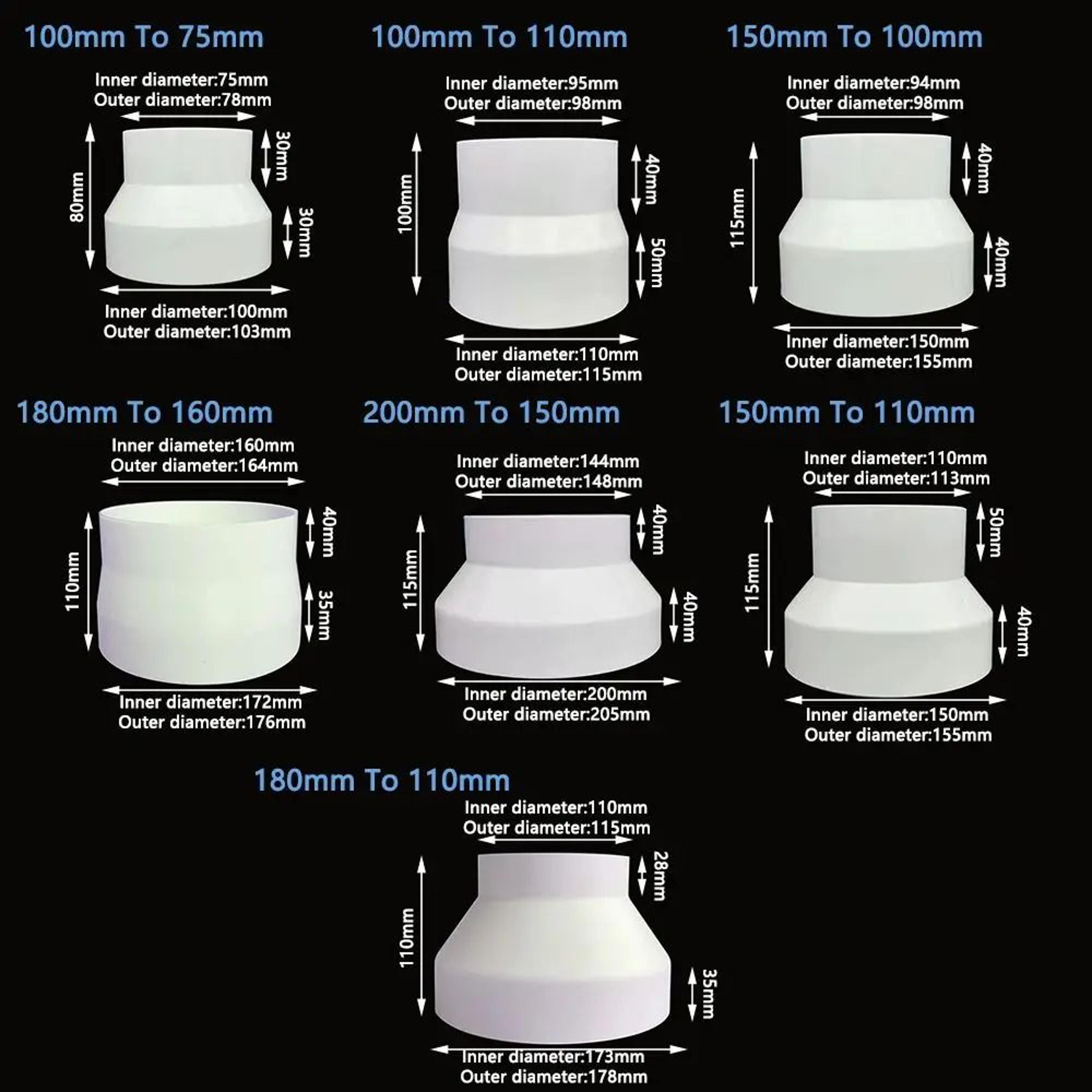 ABS Ventilation Pipe Reducer Adapter Connector 5