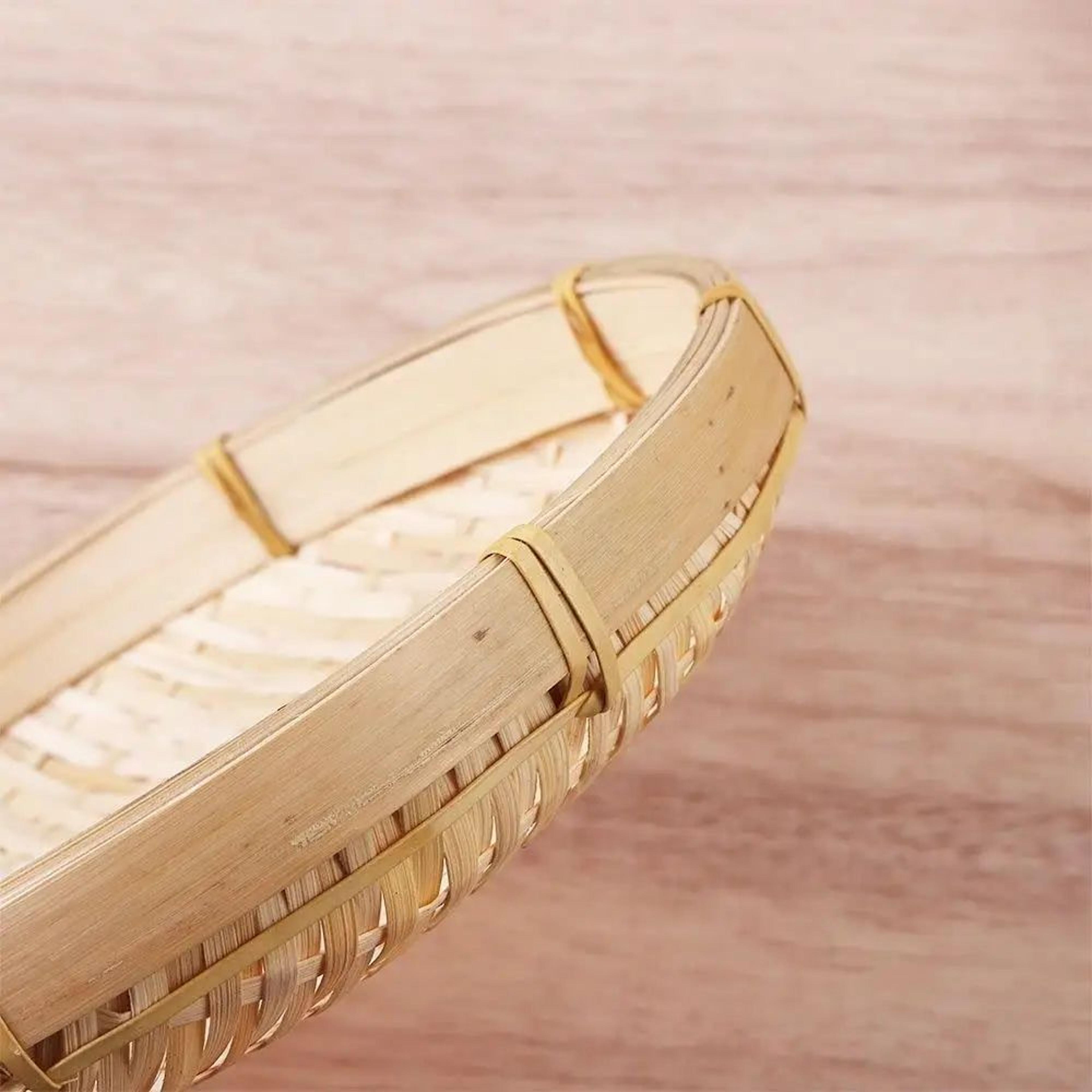 Handmade Bamboo Woven Bread Basket Tray 4