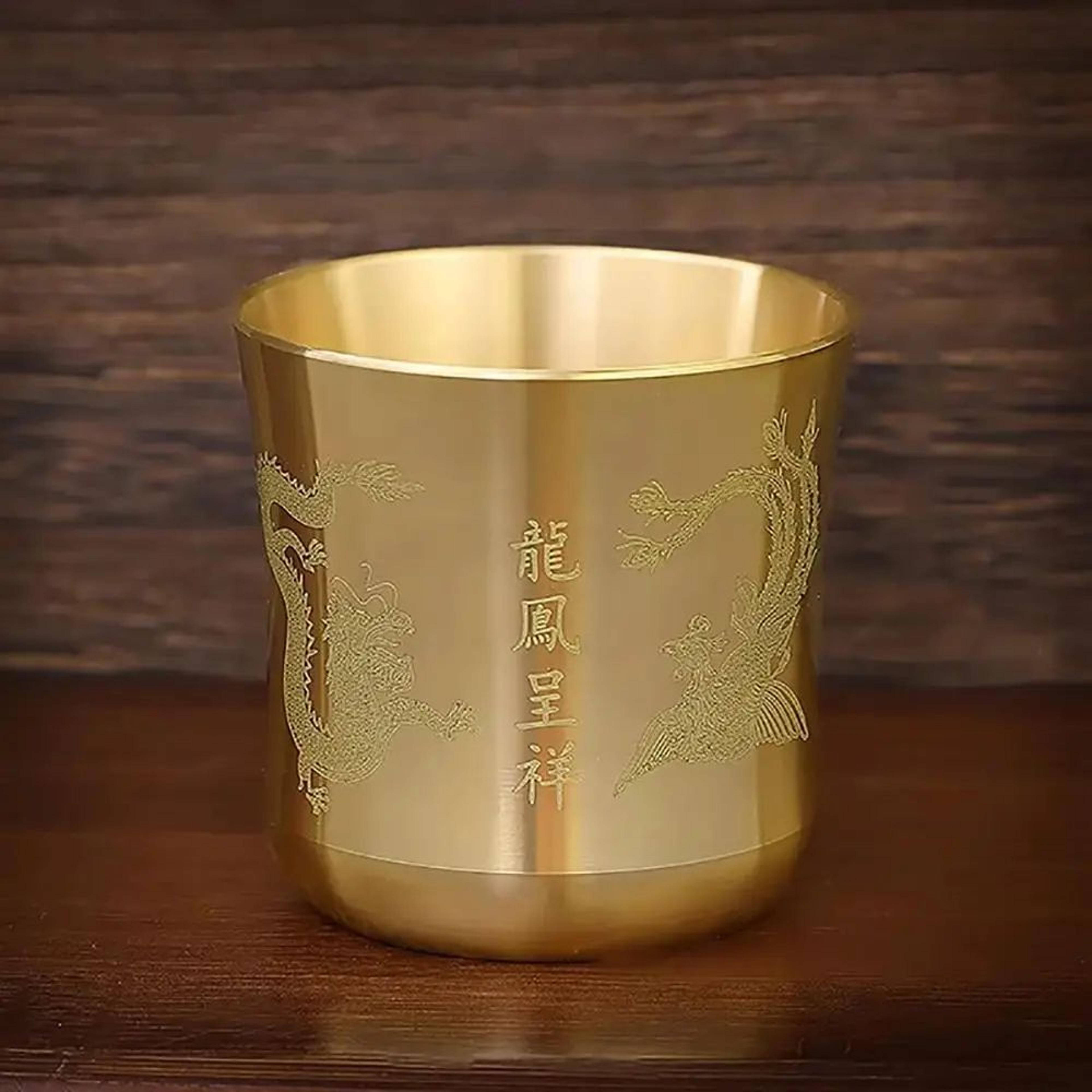 Wealth Attracting Brass Tea Cup Home Decor Ornament 2