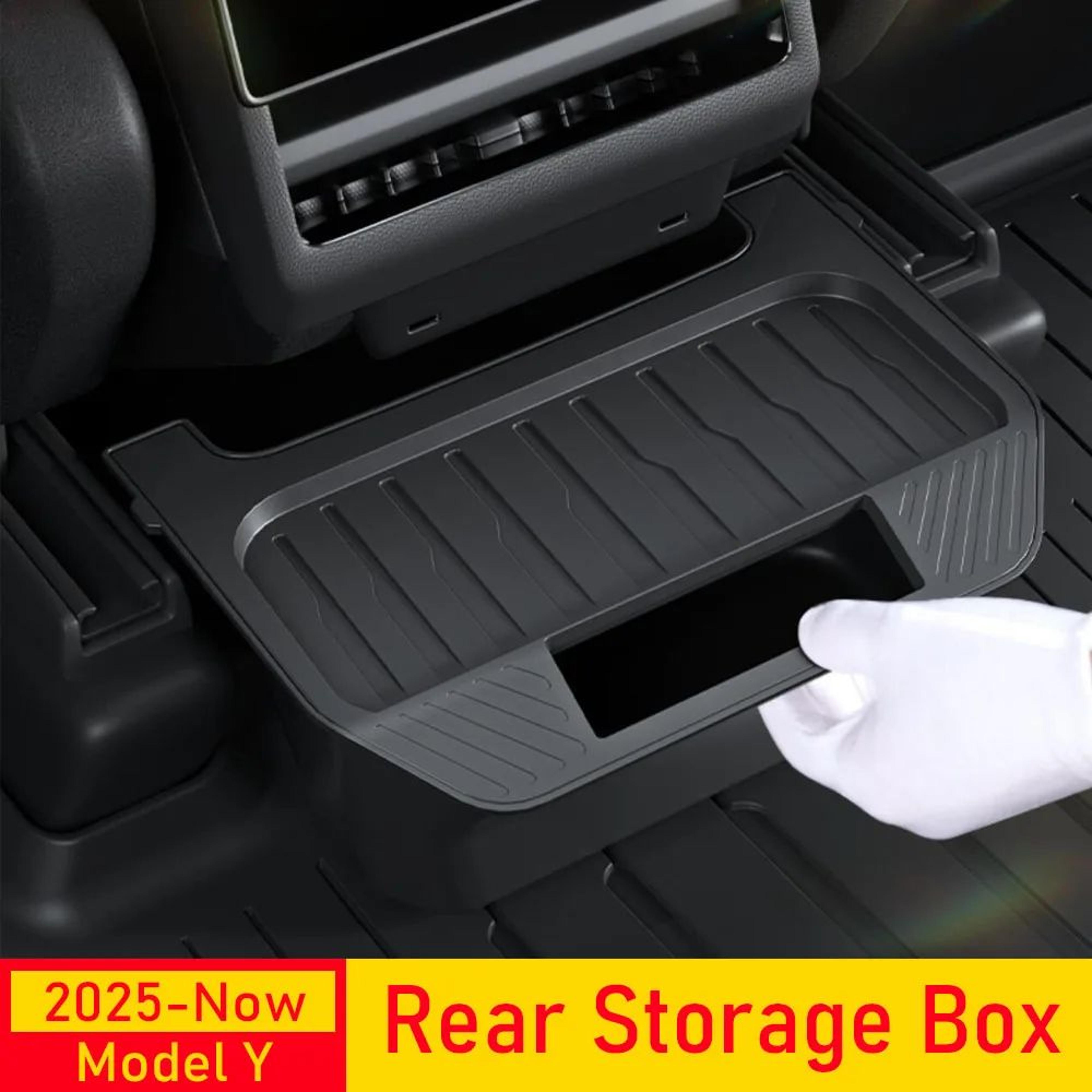tesla model y rear seat storage organizer box for 2025 and 2026