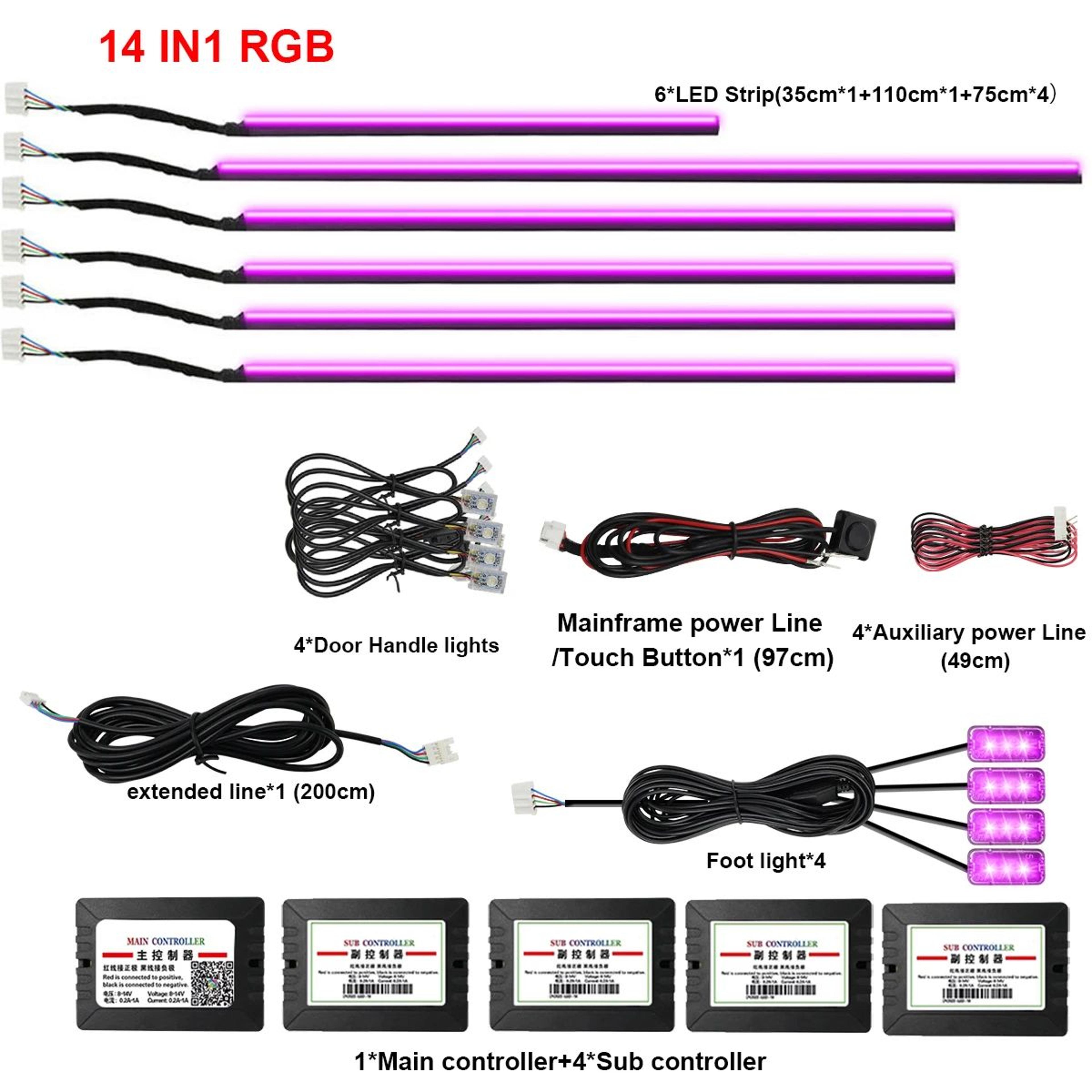 RGB Symphony Car Ambient Light Interior LED Strip Kit 13