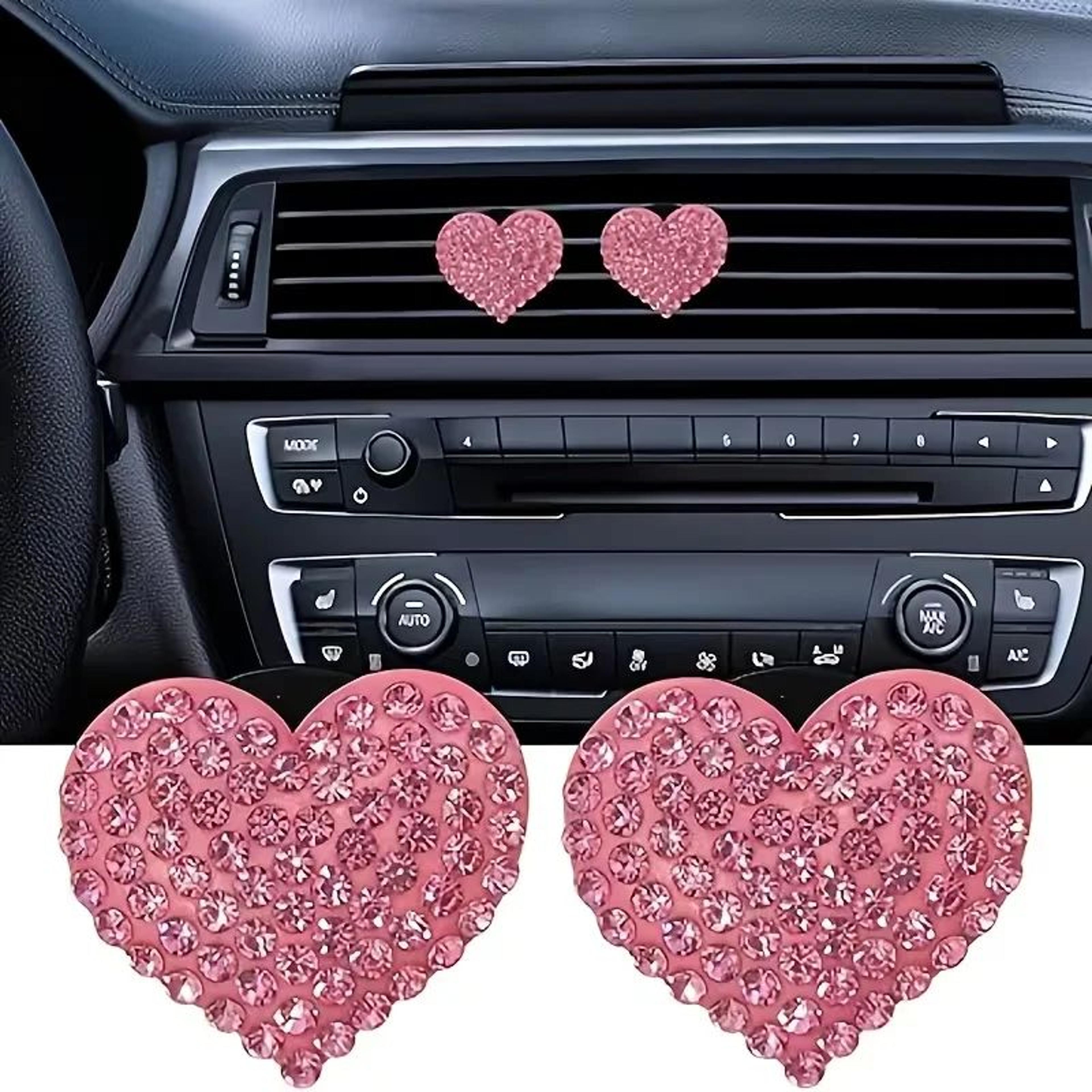 crystal heart car air vent freshener clips set