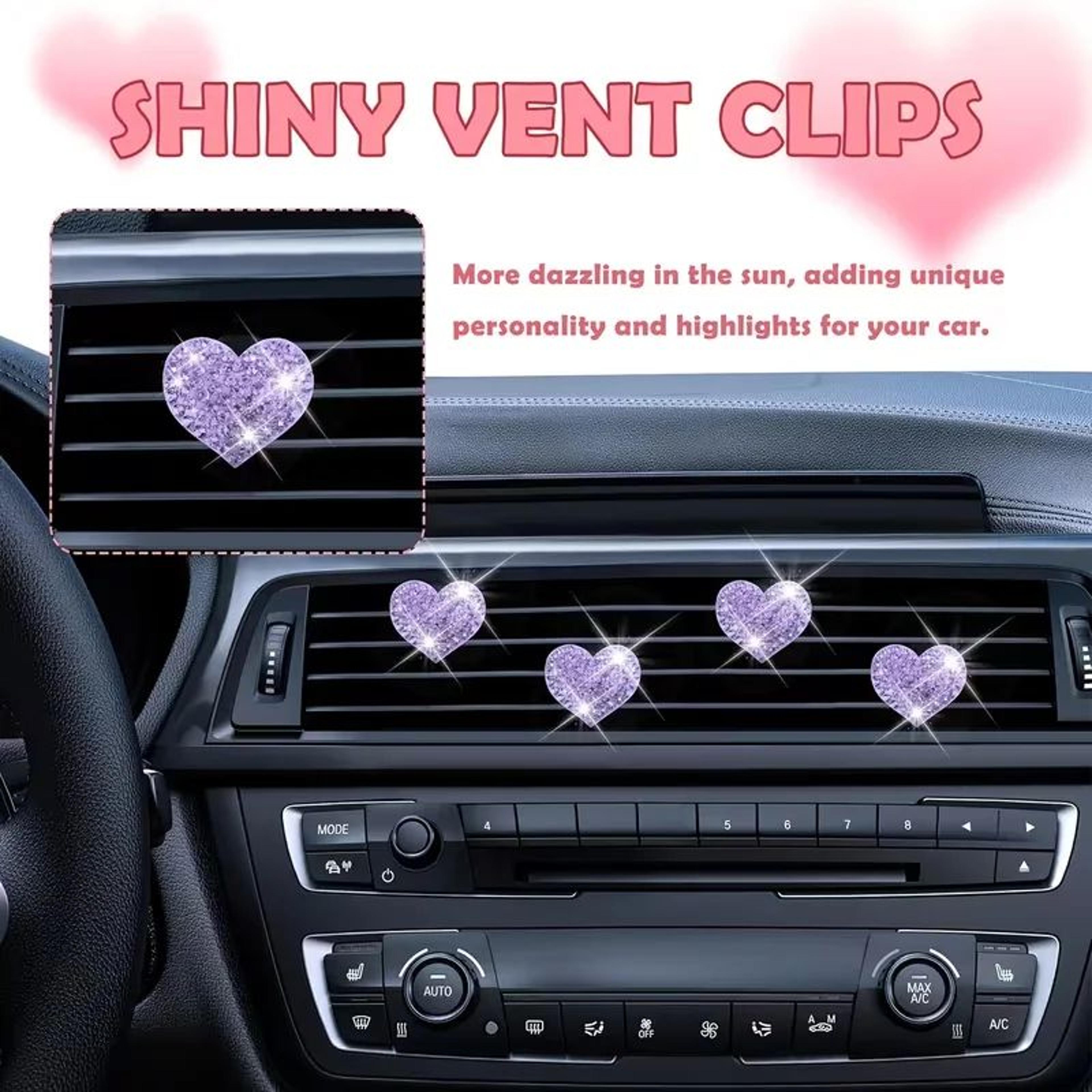 Crystal Heart Car Air Vent Freshener Clips Set 2
