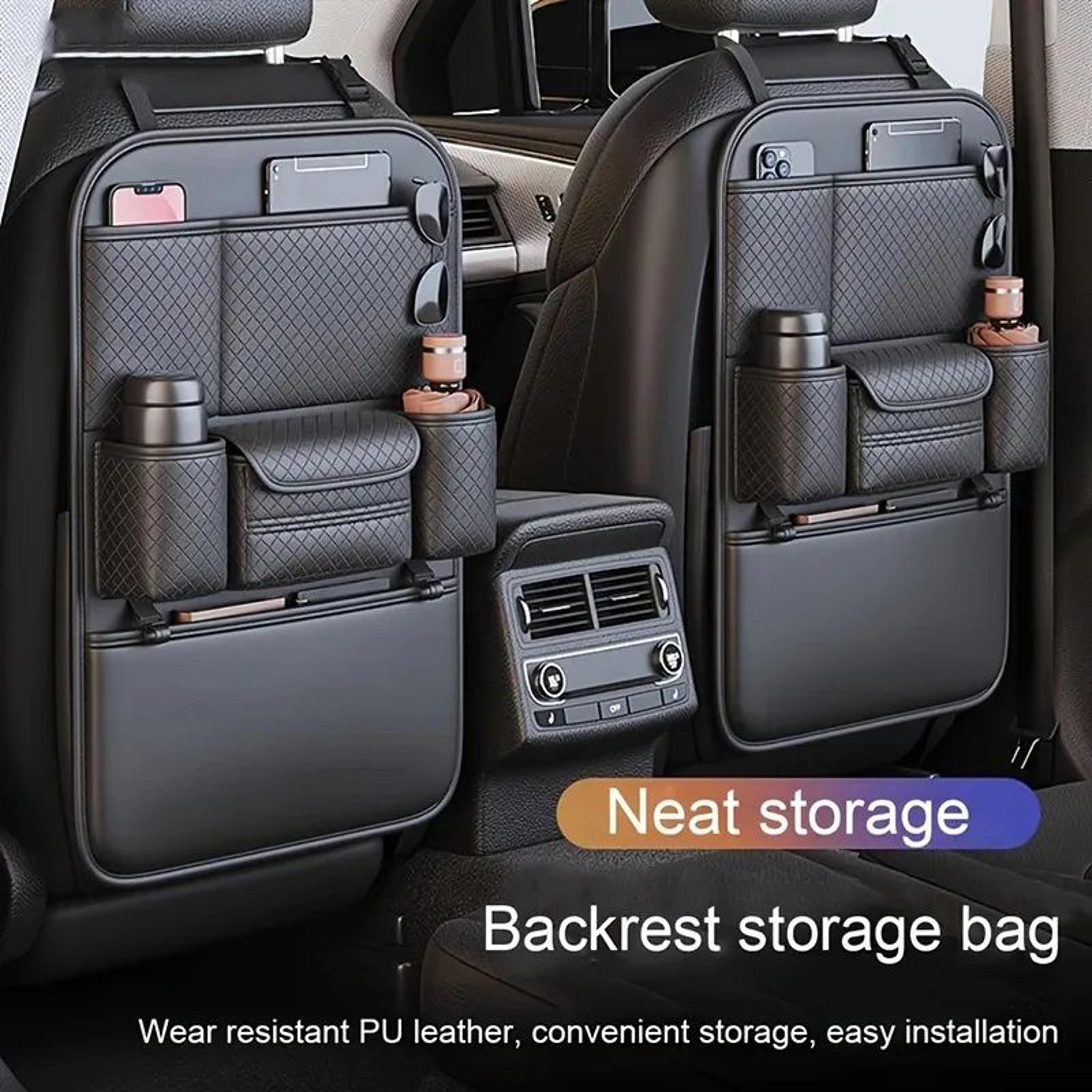 luxury faux leather car seat back organizer with multi pocket storage