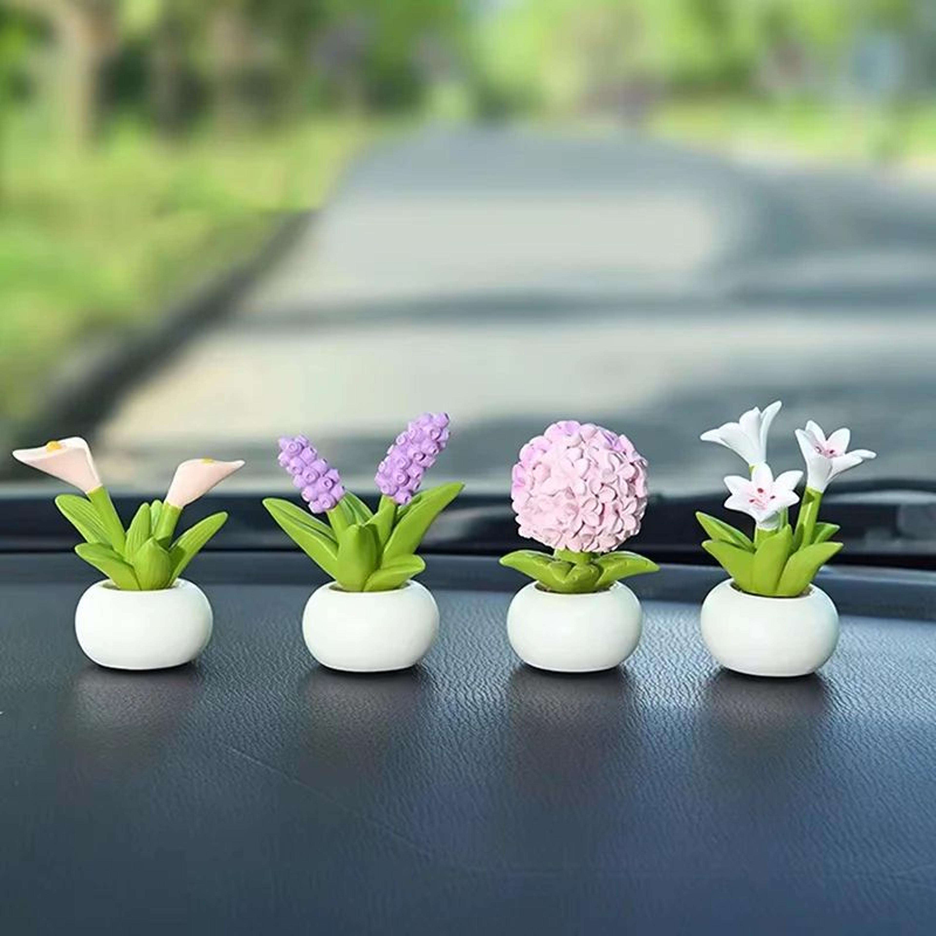 cute flower pot elf car interior ornament and mini plant decor