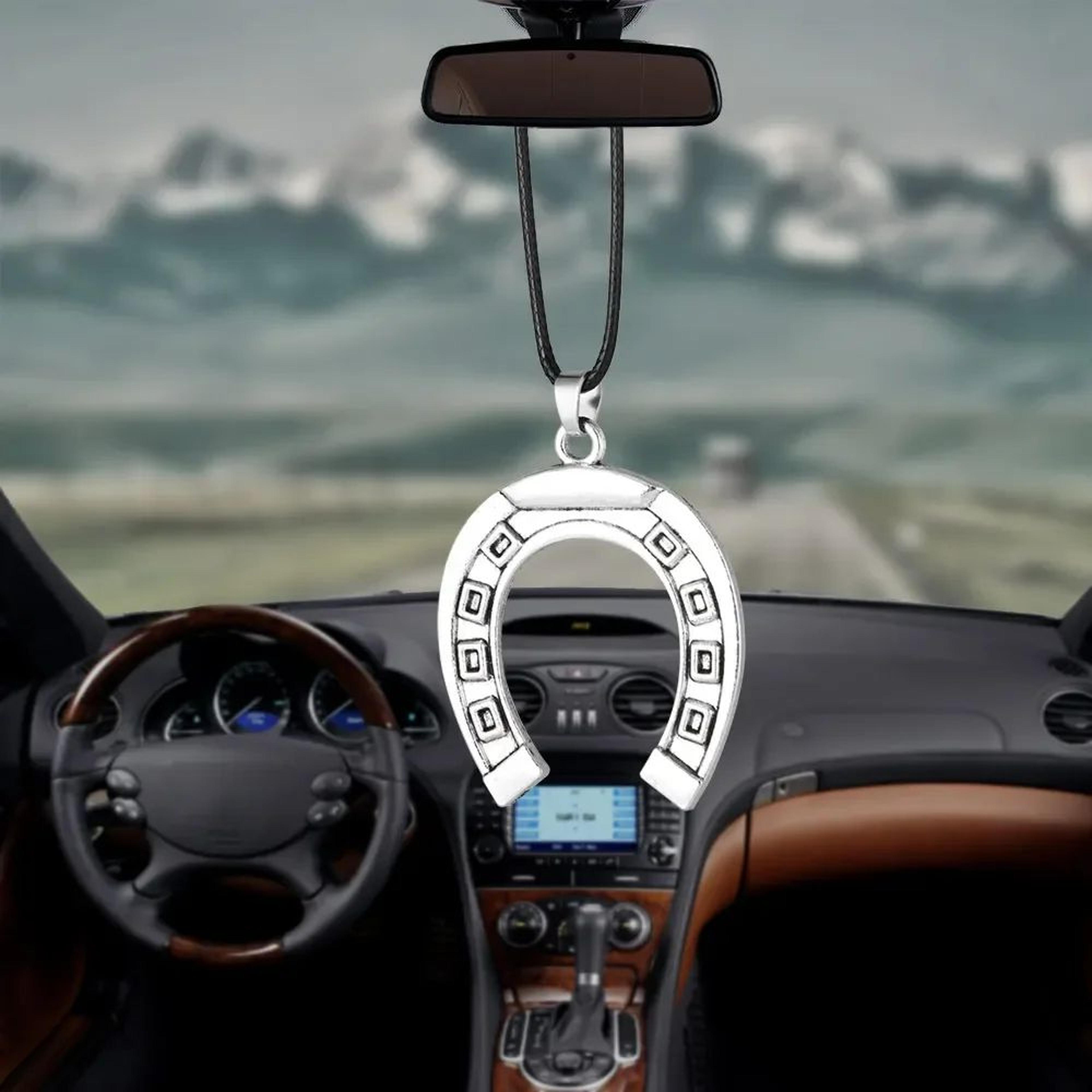 lucky horseshoe car pendant rearview mirror hanging ornament