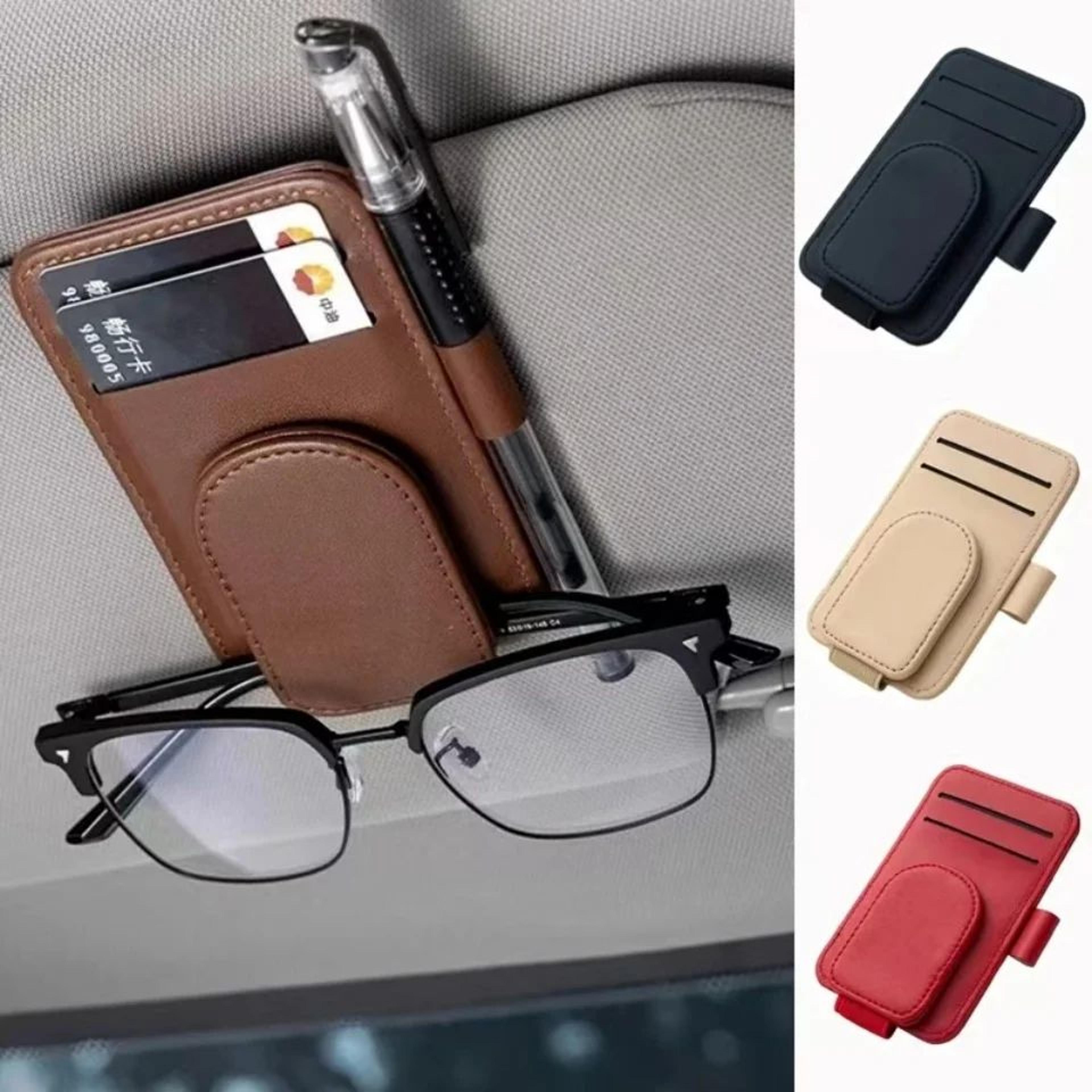 leather car sunglasses holder clip for sun visor storage