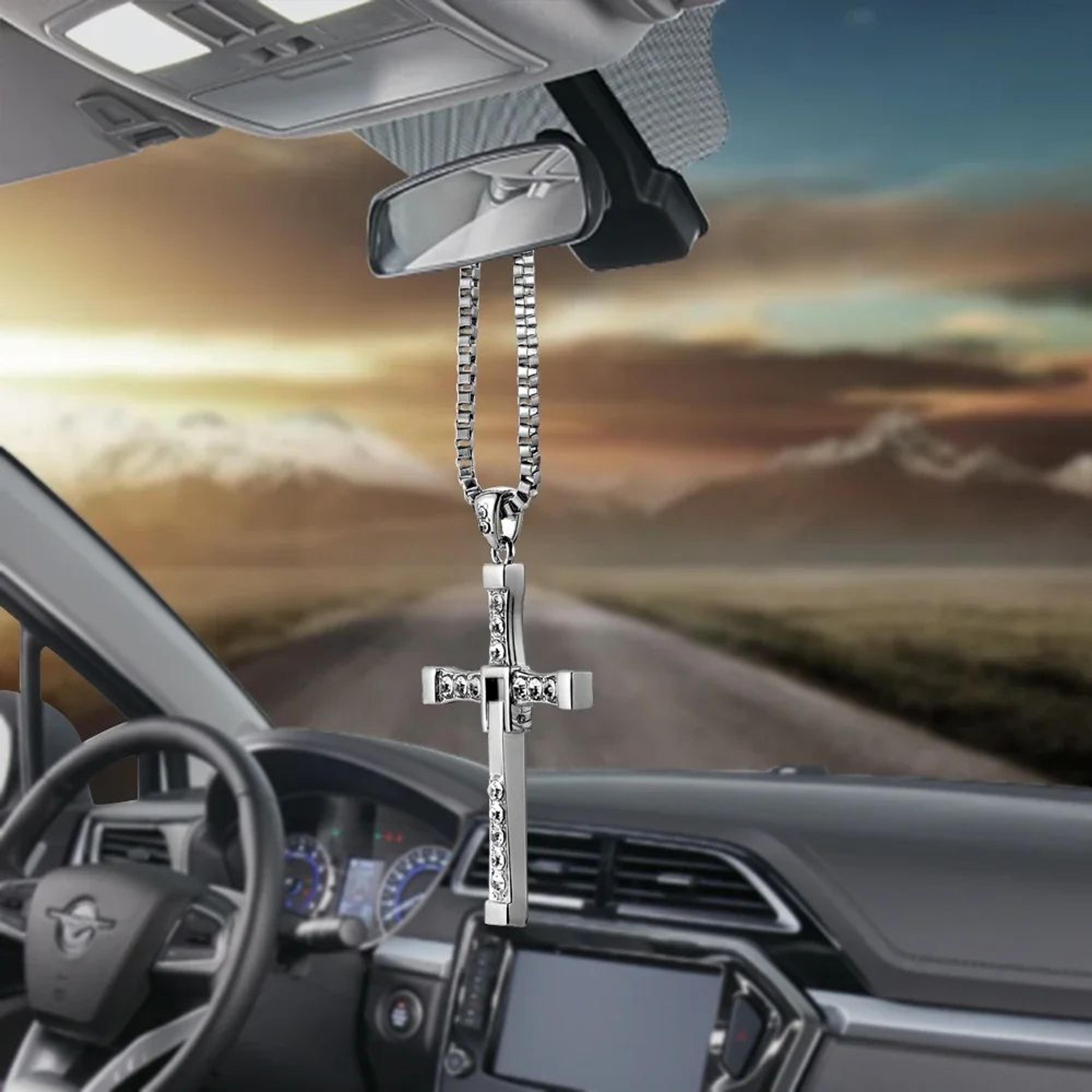 crystal cross car mirror hanging ornament