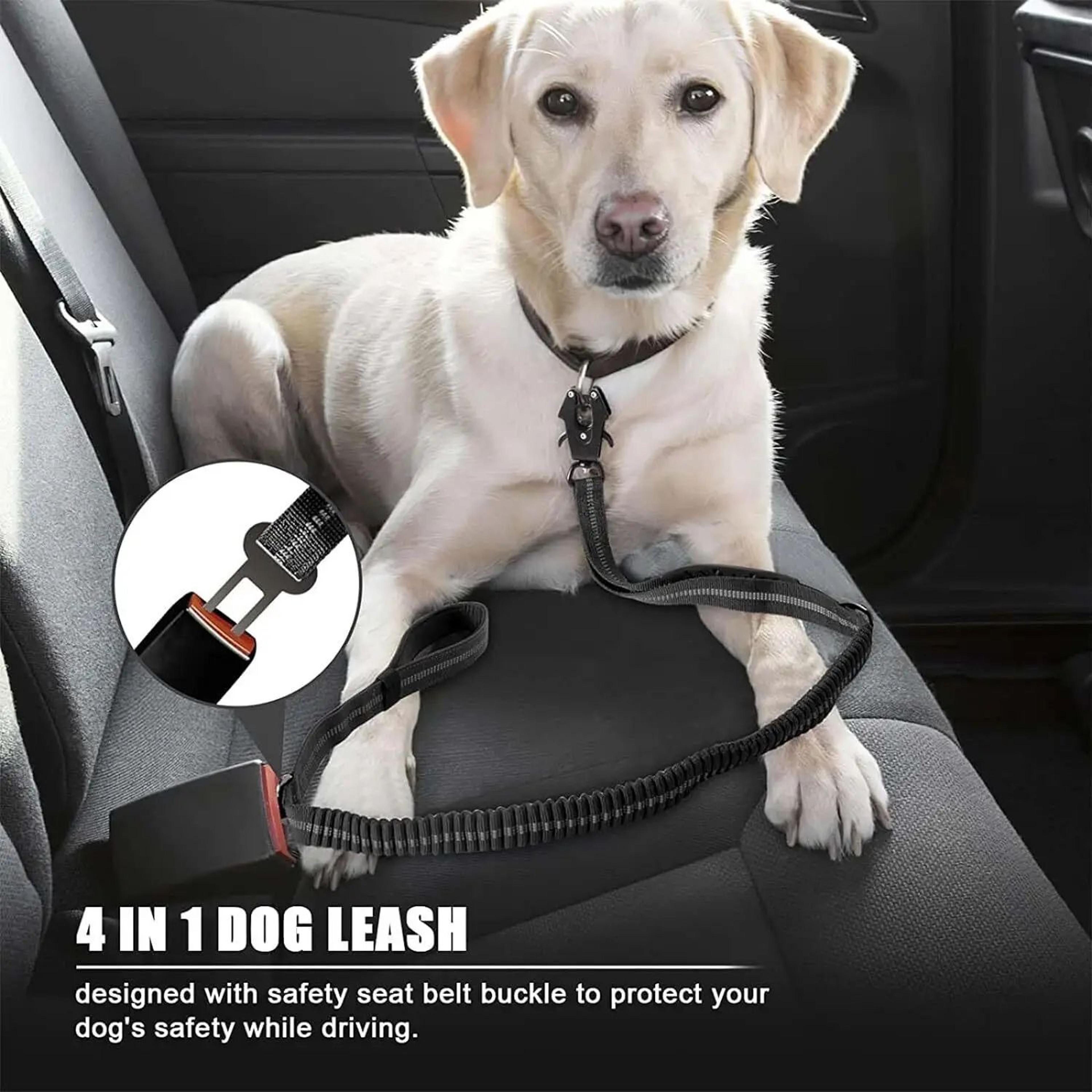 Reflective Tactical Bungee Dog Leash With Car Seatbelt For Large Dogs 2