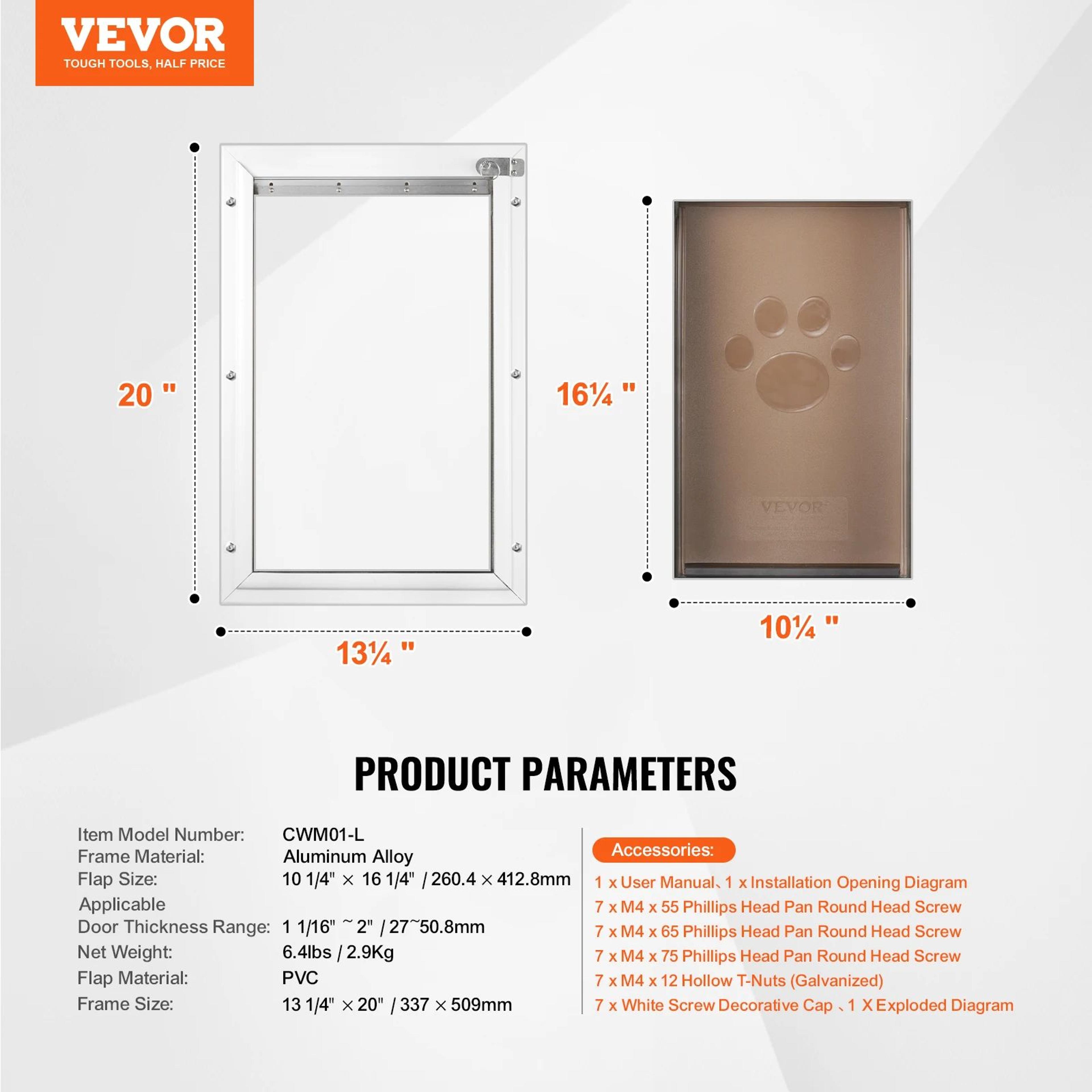 SucceBuy Weatherproof Pet Door With Locking Flap System 6