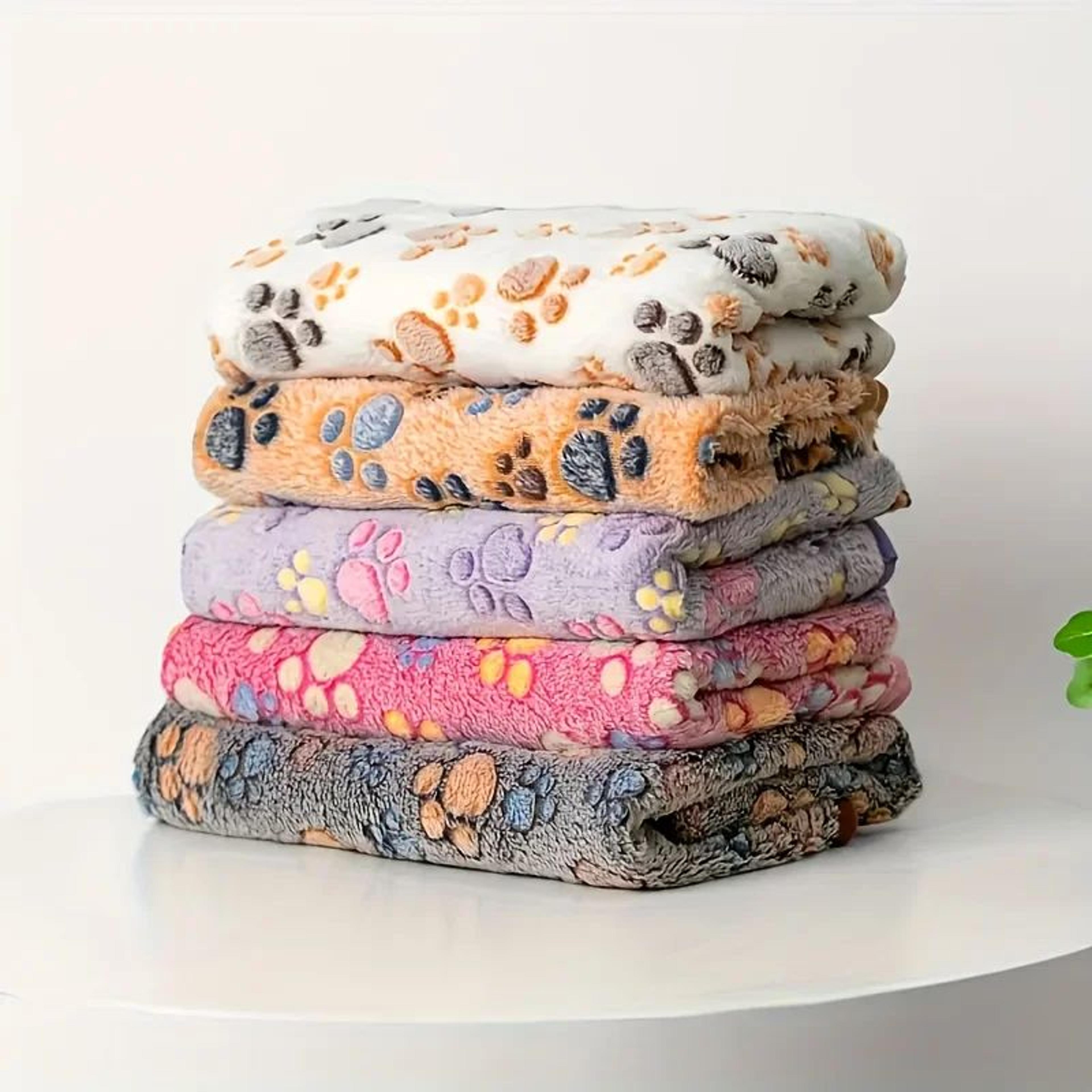 flannel paw print pet blanket for dogs and cats