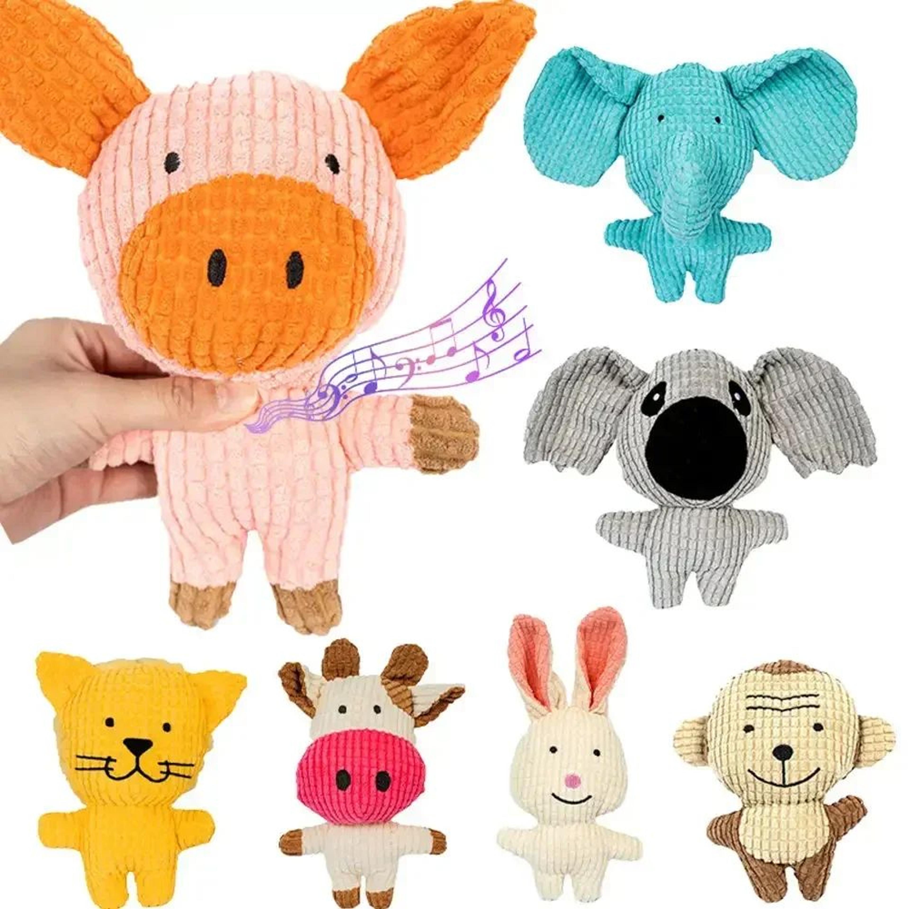 corduroy plush squeaky dog toy for chewing and teeth cleaning