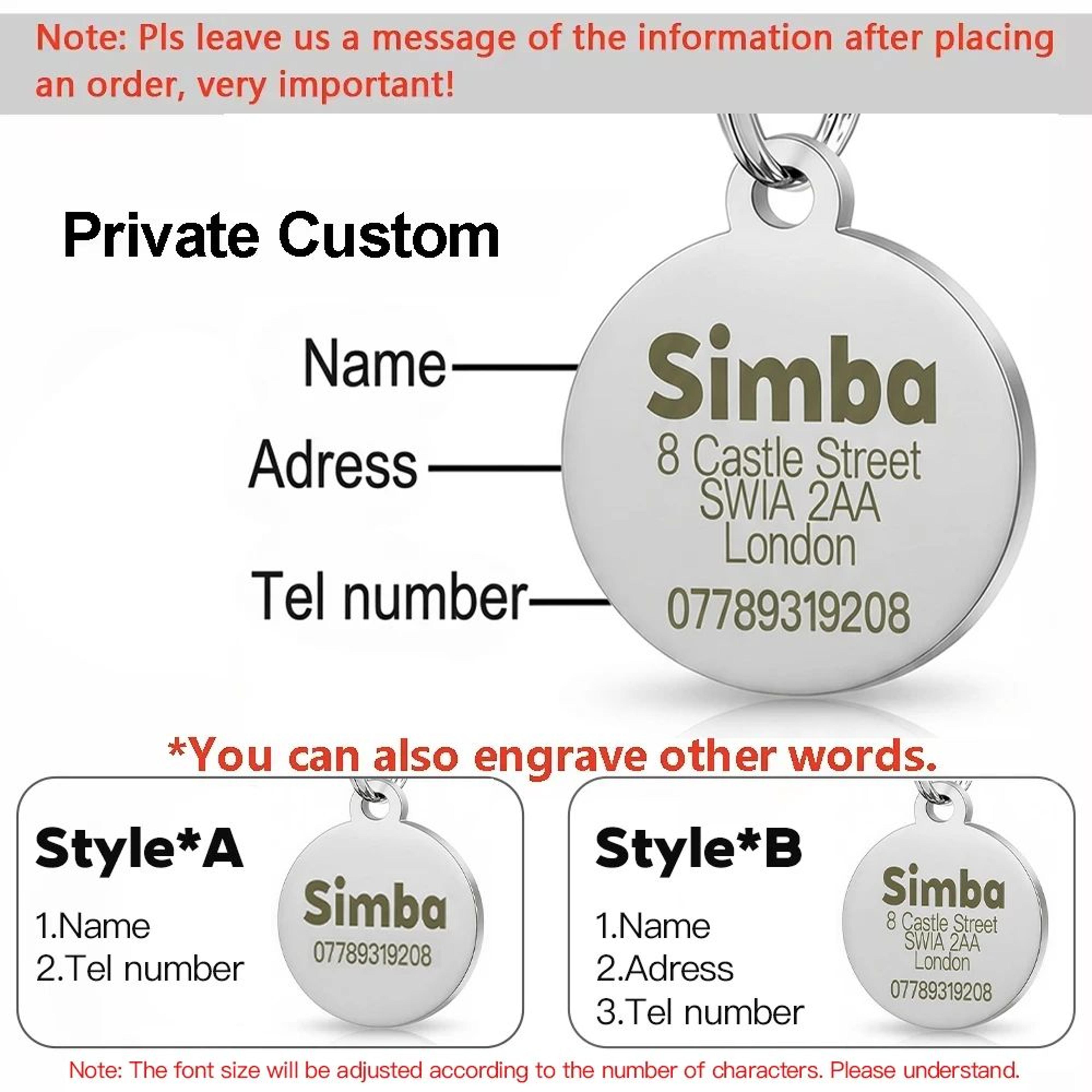 Personalized Paw Print Pet ID Tag Engraved Dog And Cat Collar Pendant 2