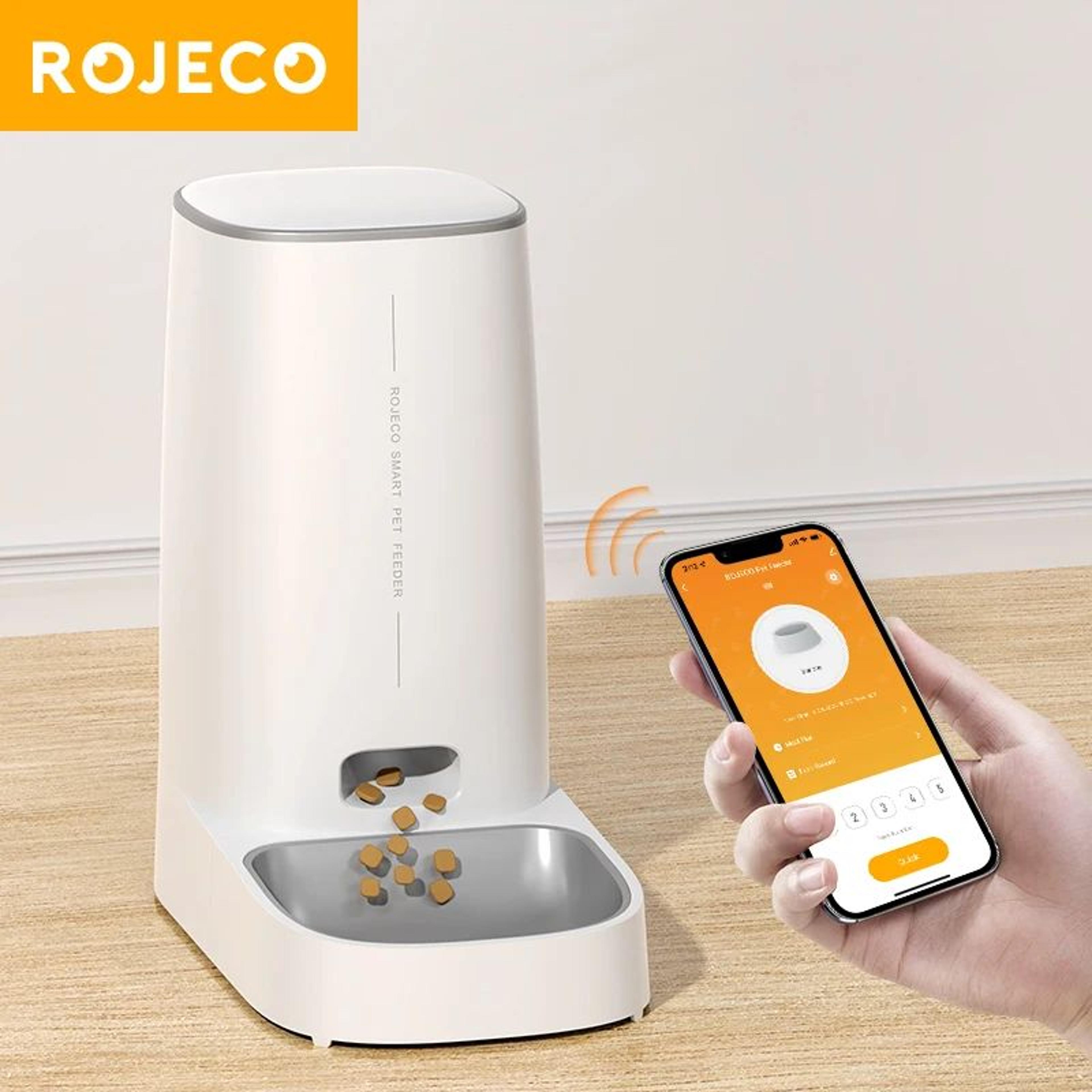rojeco automatic cat feeder smart wifi pet food dispenser for cats and dogs