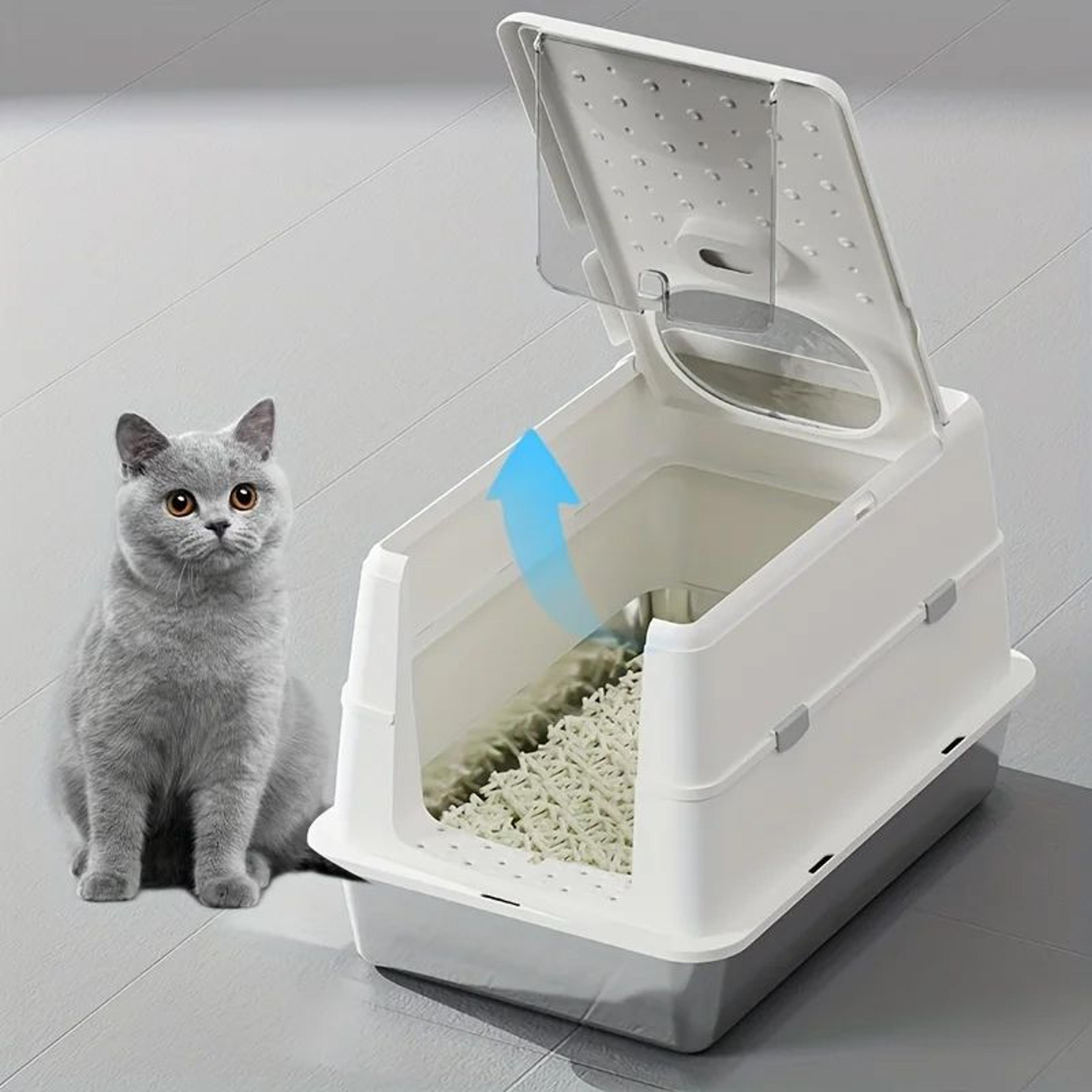 Stainless Steel Covered Cat Litter Box With Non Slip Mat 3
