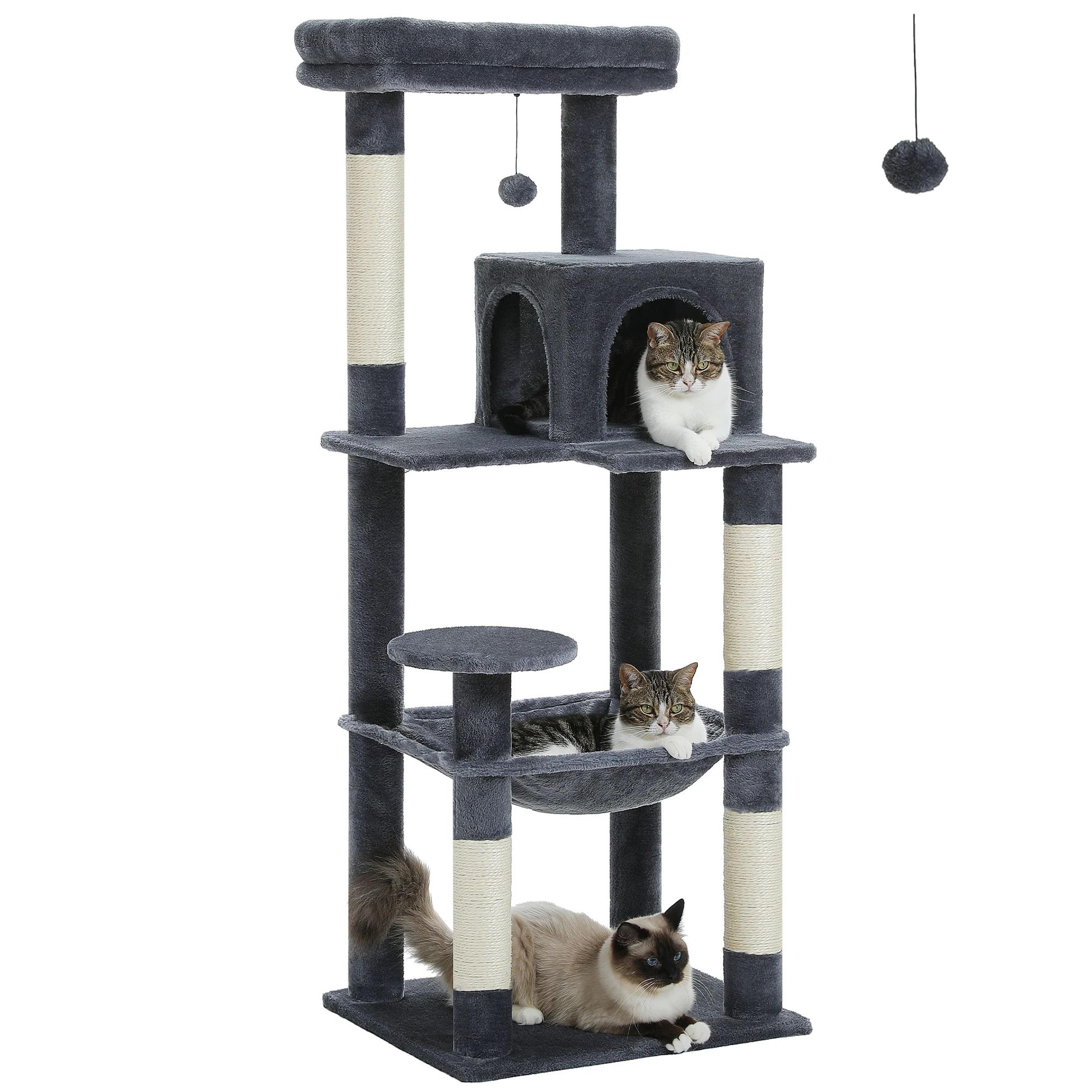 Multi Level Plush Cat Tree Tower With Hammock And Scratching Posts 7