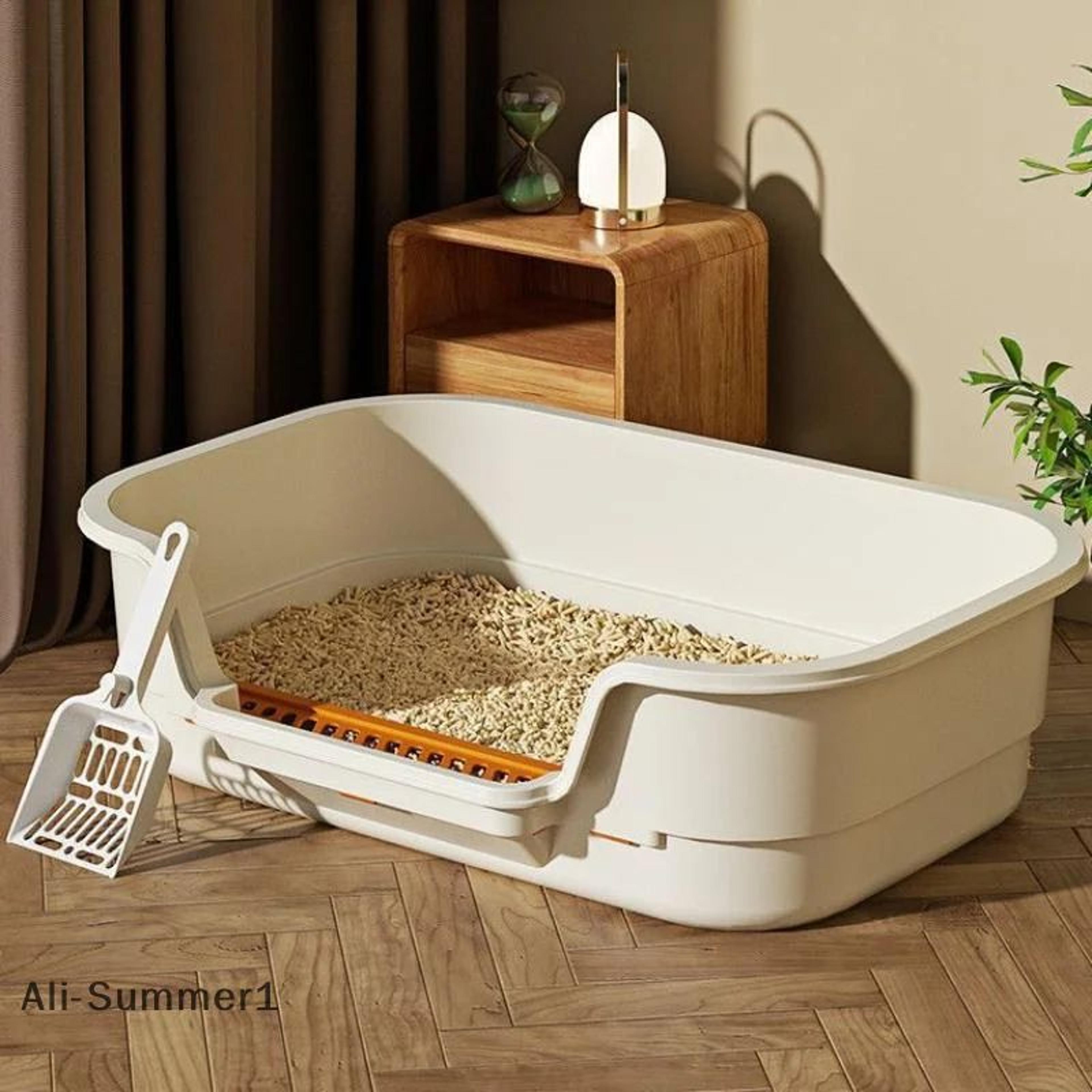 PureShield Semi Enclosed Cat Litter Box Large Capacity Cat Toilet 0